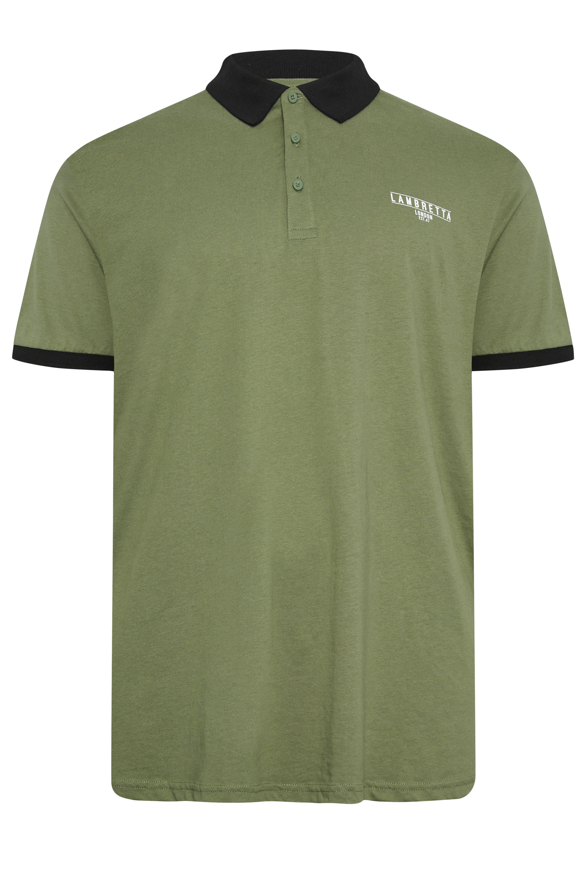 LAMBRETTA Big & Tall Khaki Green Polo Shirt | BadRhino 3