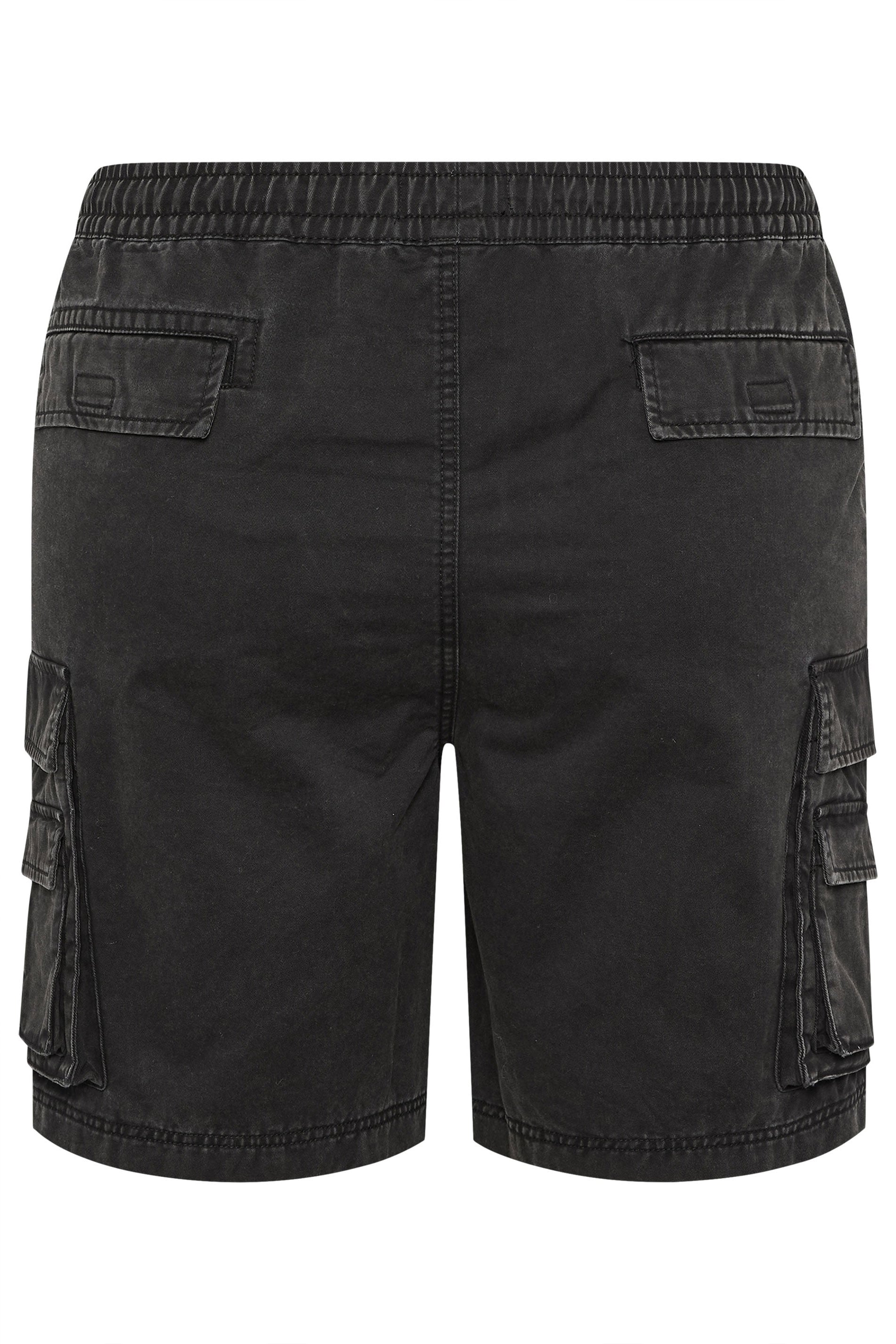 BadRhino Big & Tall Black Acid Washed Cargo Shorts | BadRhino 7