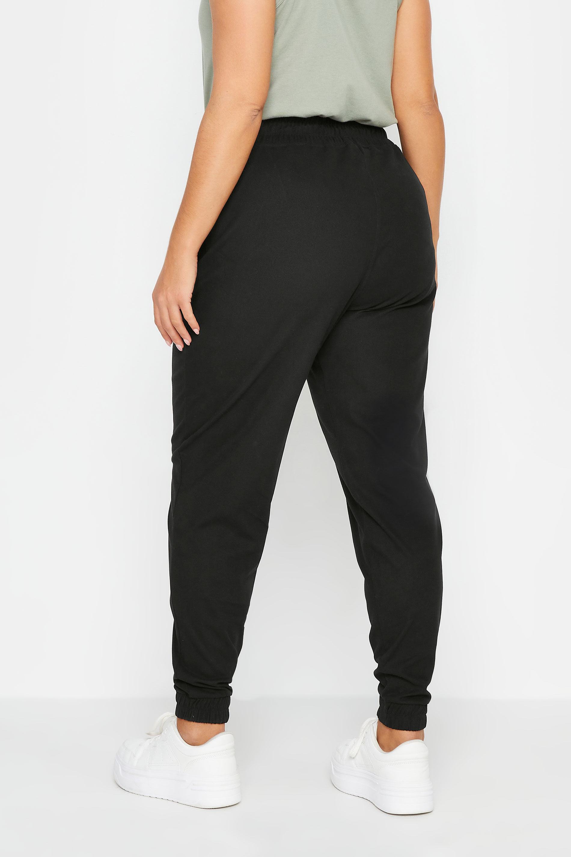 YOURS Plus Size Black Cuffed Elasticated Stretch Joggers | Yours Clothing 3