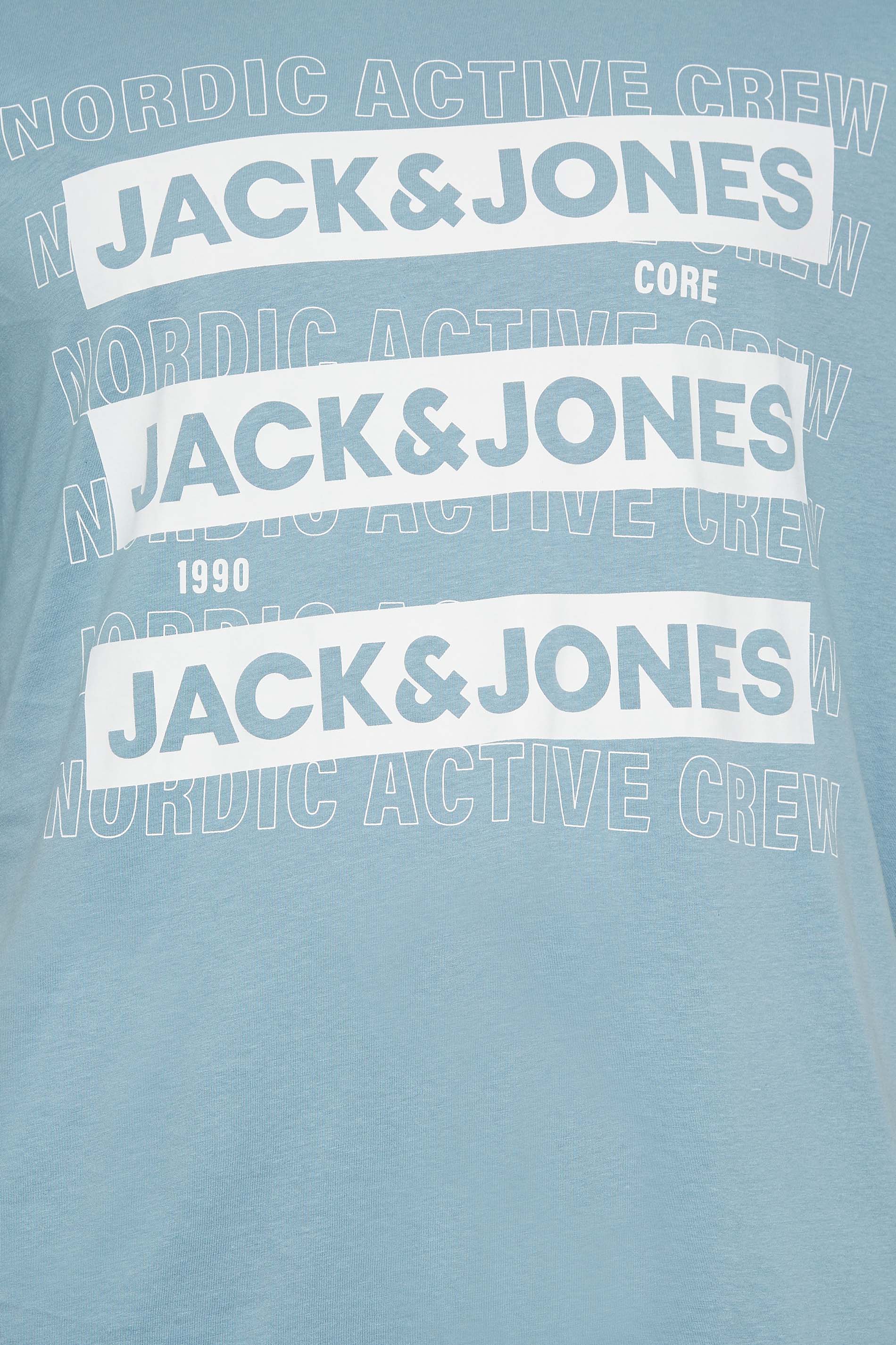 JACK & JONES Big & Tall Blue 'Nordic Active Crew' Logo T-Shirt | BadRhino 2