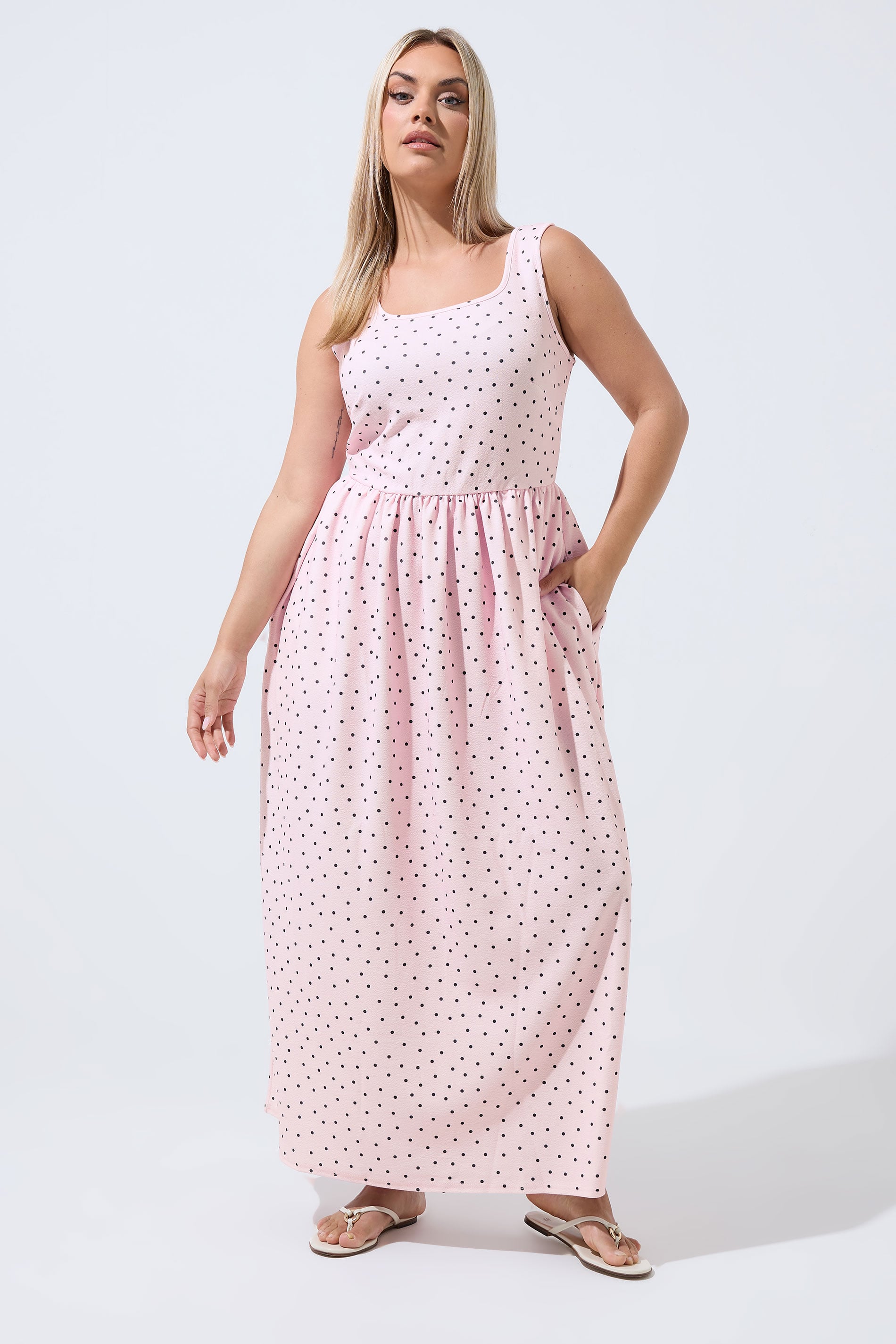 LIMITED COLLECTION Plus Size Pink Polka Dot Maxi Dress | Yours Clothing 3