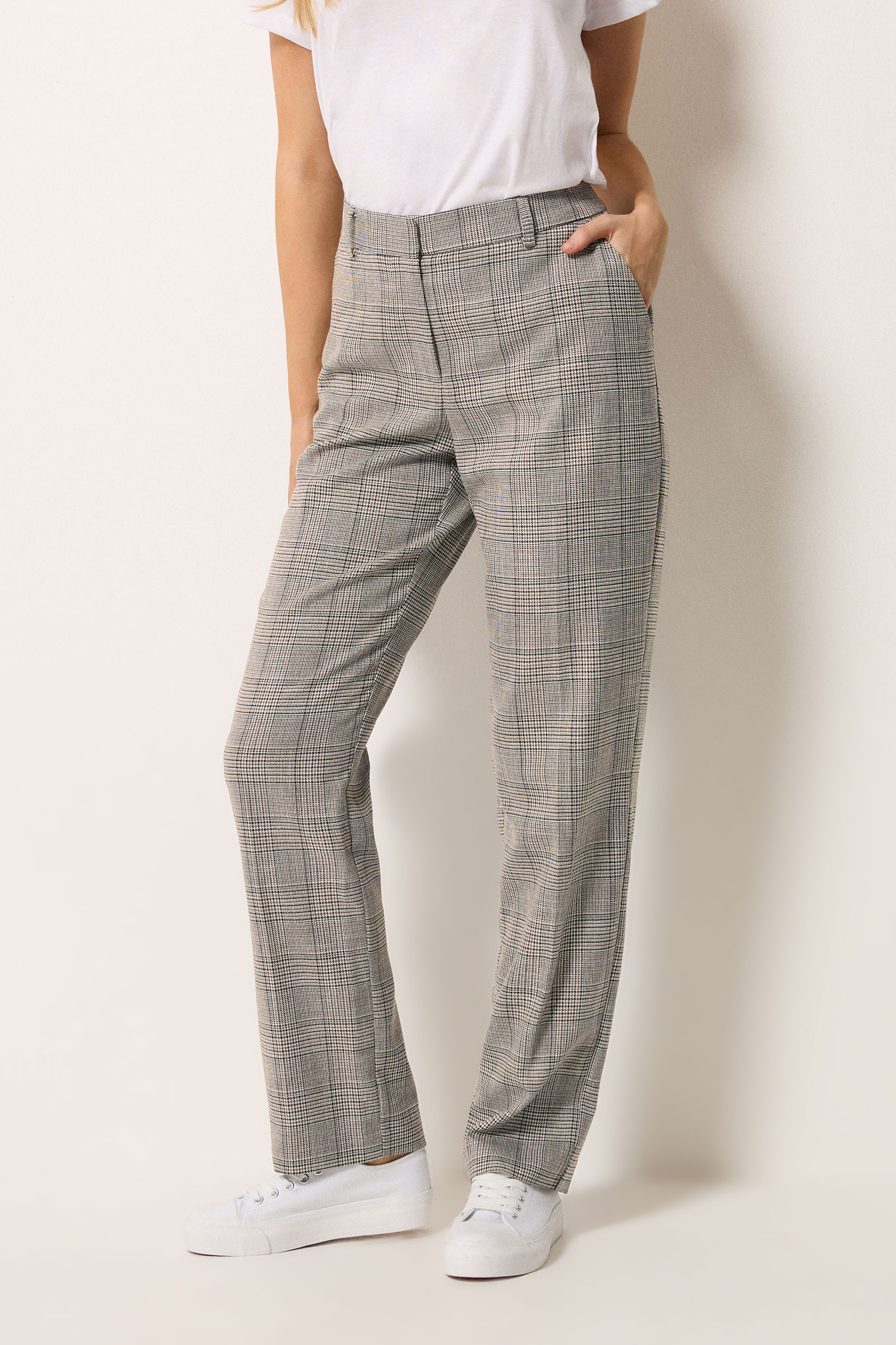 M&Co Brown Check Tailored Straight Leg Trousers | M&Co 3
