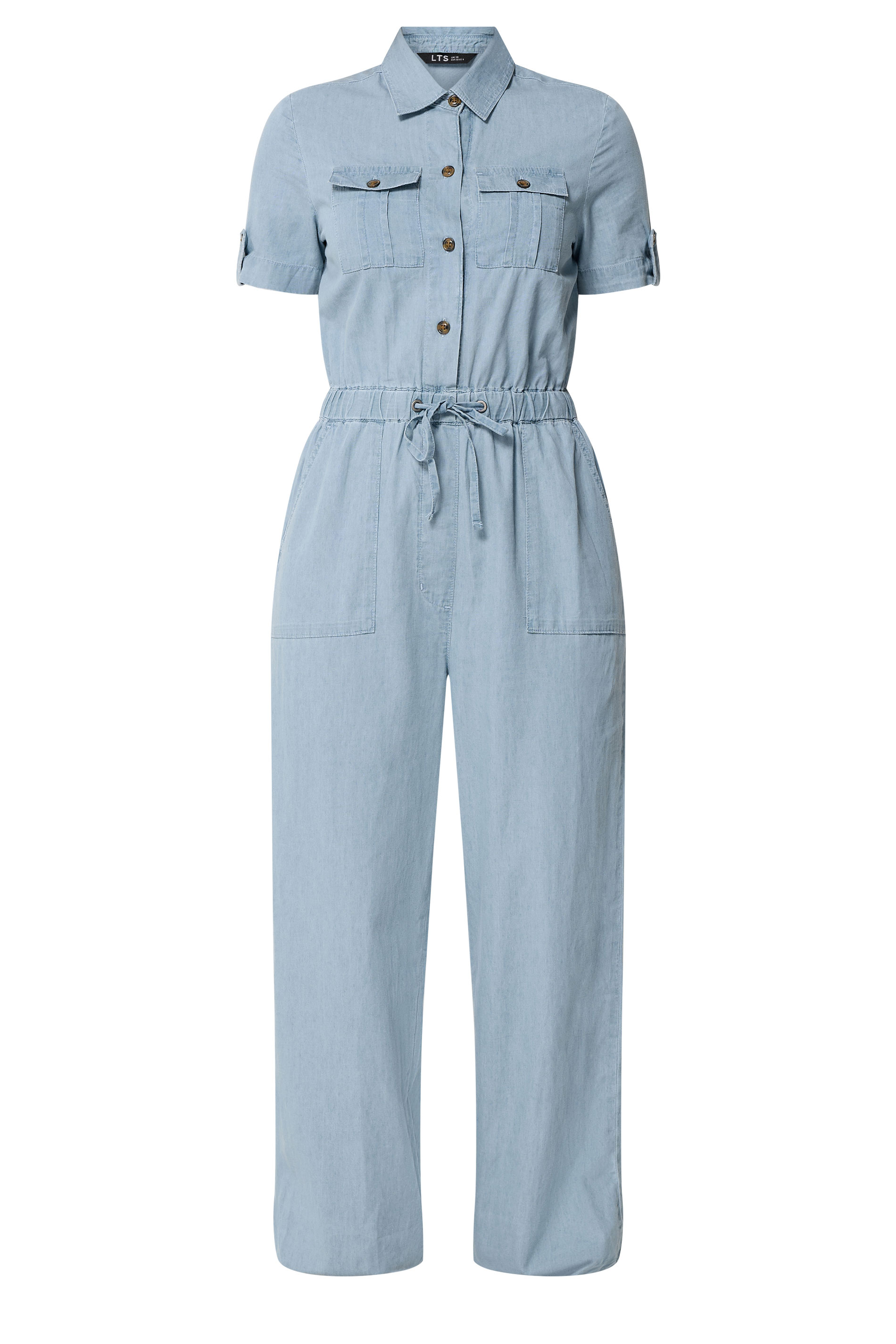 LTS Tall Blue Denim Utility Elasticated Waistband Jumpsuit | Long Tall Sally  6