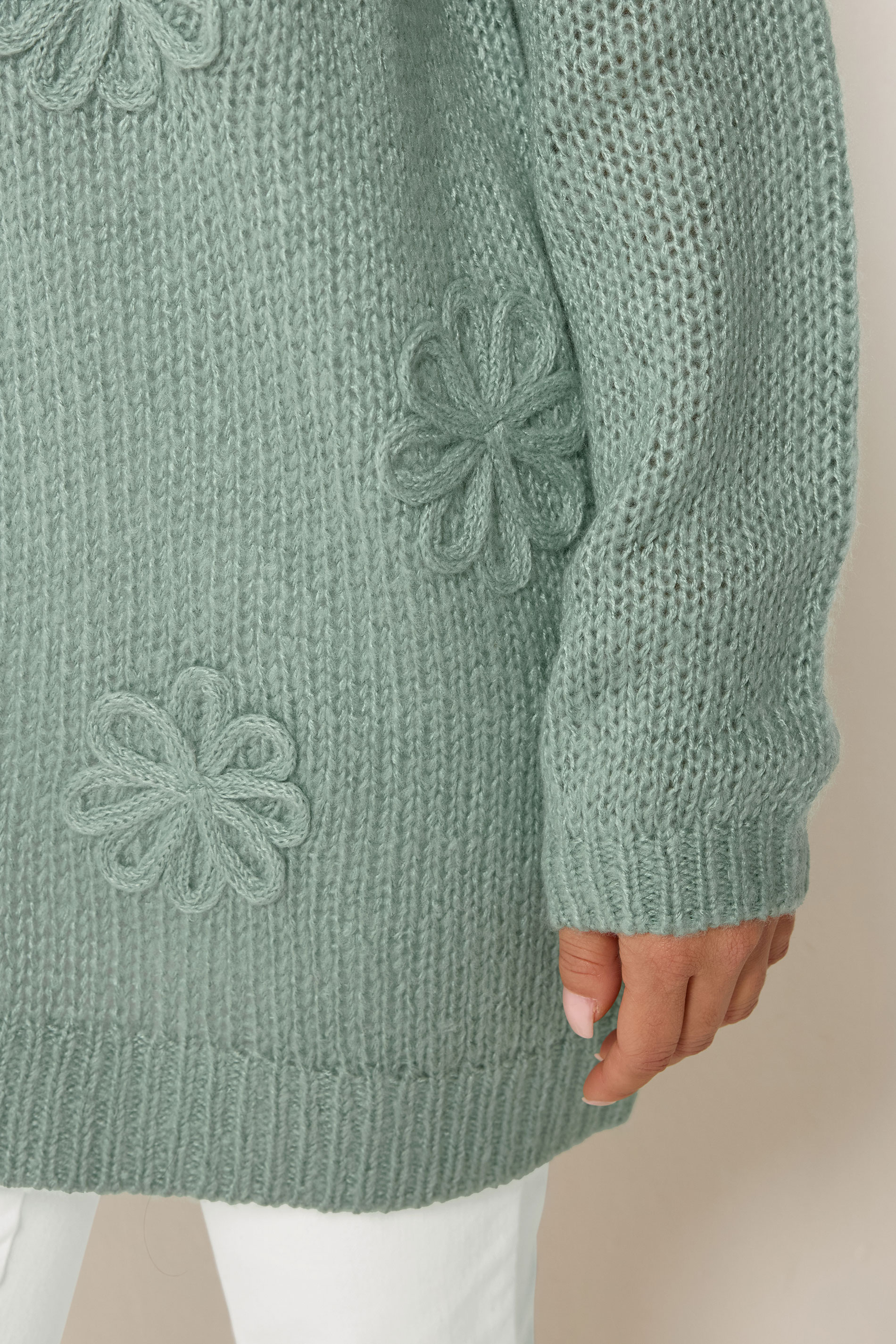 M&Co Petite Sage Green Floral Embroidered Cardigan | M&Co 4
