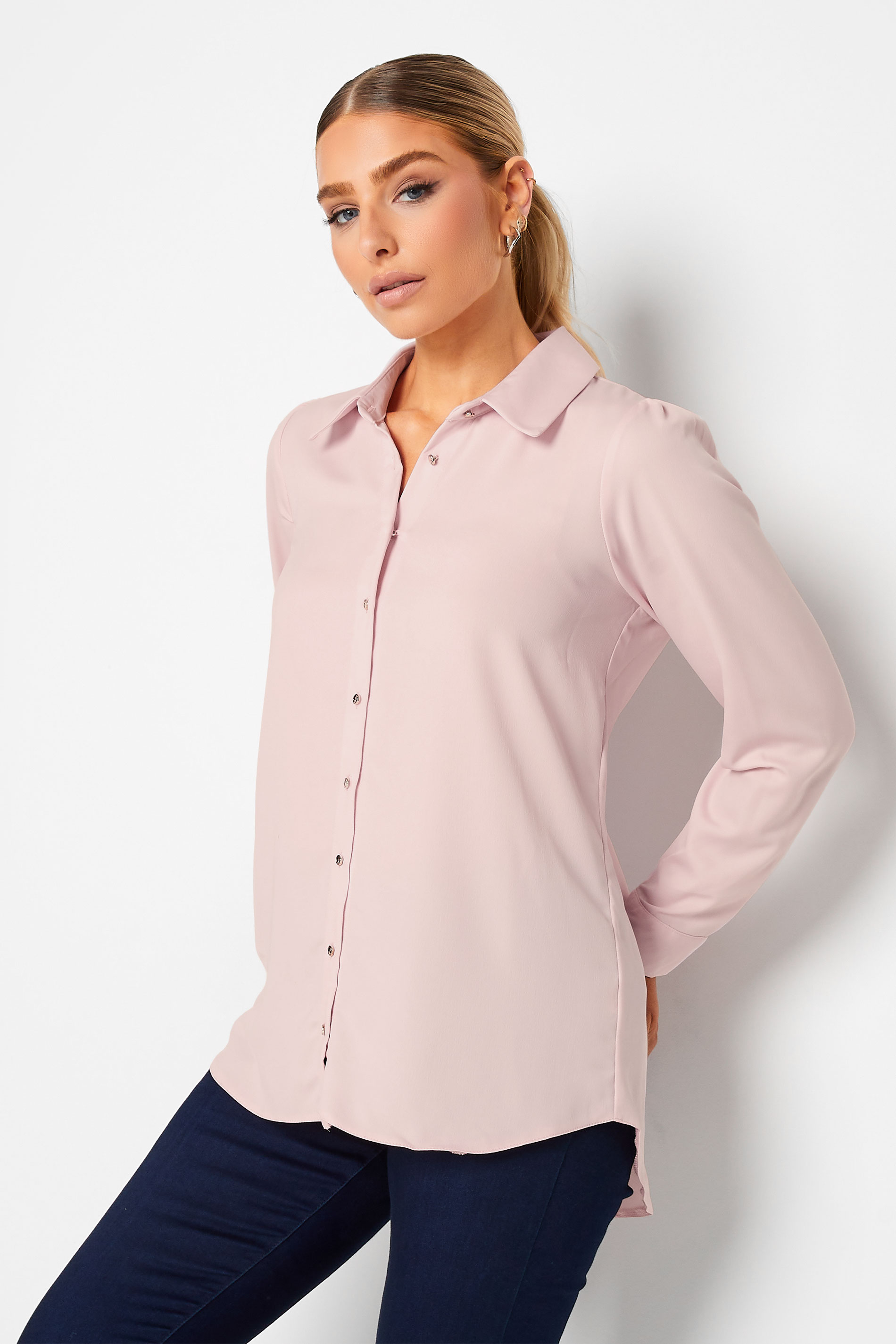 M&Co Light Pink Tie Back Tunic Shirt | M&Co 1
