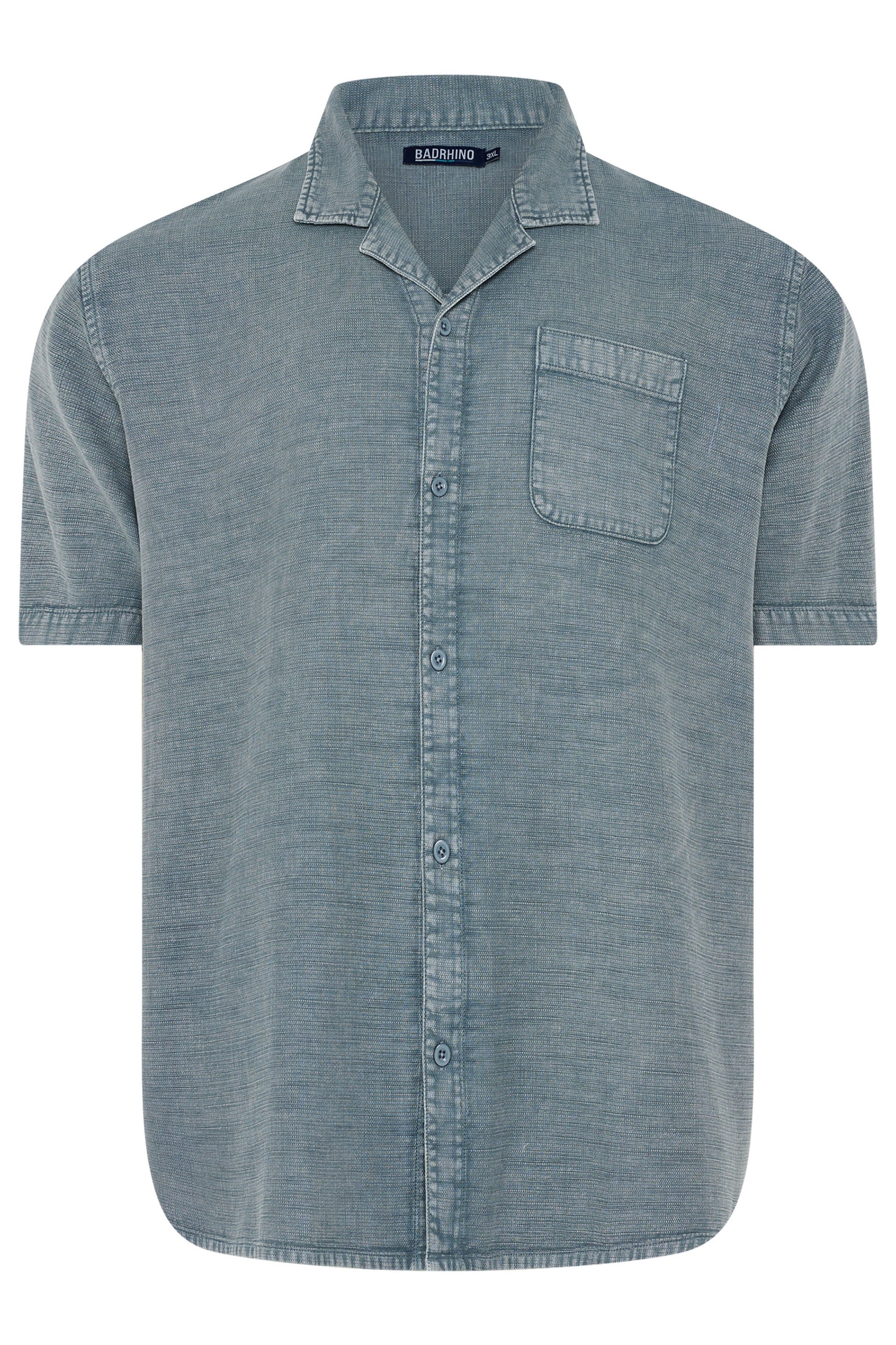 BadRhino Big & Tall Blue Acid Wash Cotton Shirt | BadRhino 6