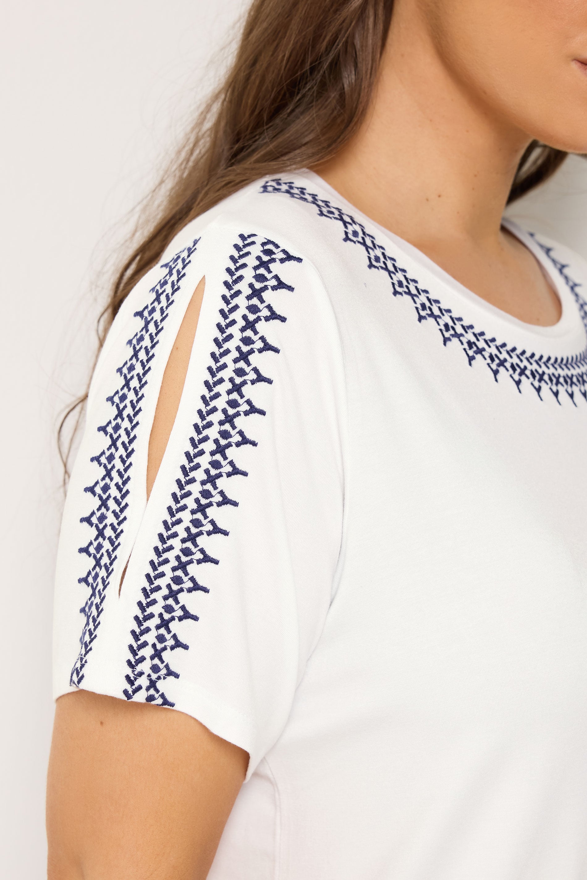 YOURS Plus Size White Embroidered T-Shirt | Yours Clothing 4