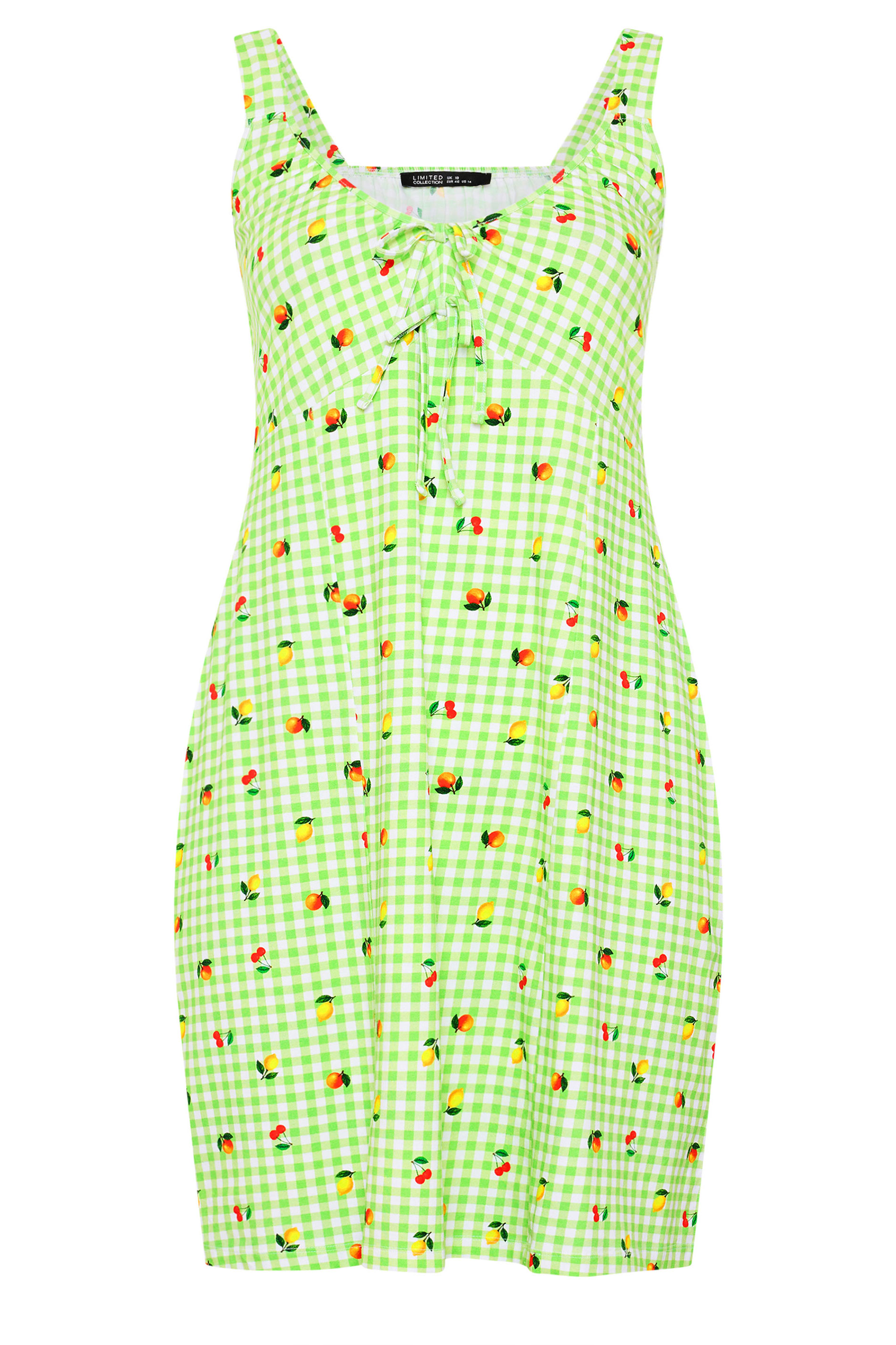 LIMITED COLLECTION Plus Size Green Gingham Fruit Print Mini Dress | Yours Clothing 5