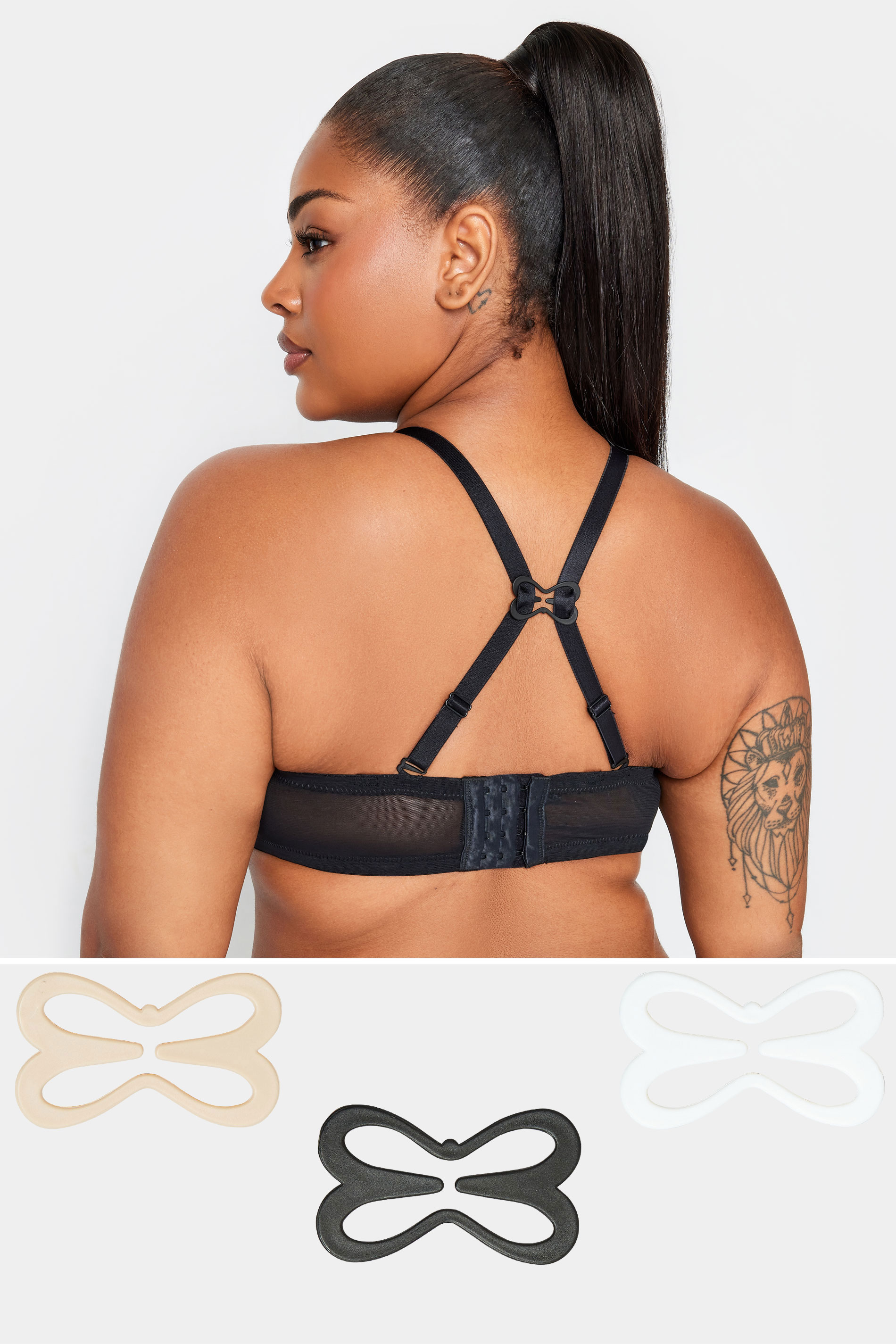 YOURS Curve 3 PACK White & Black Bra Converters