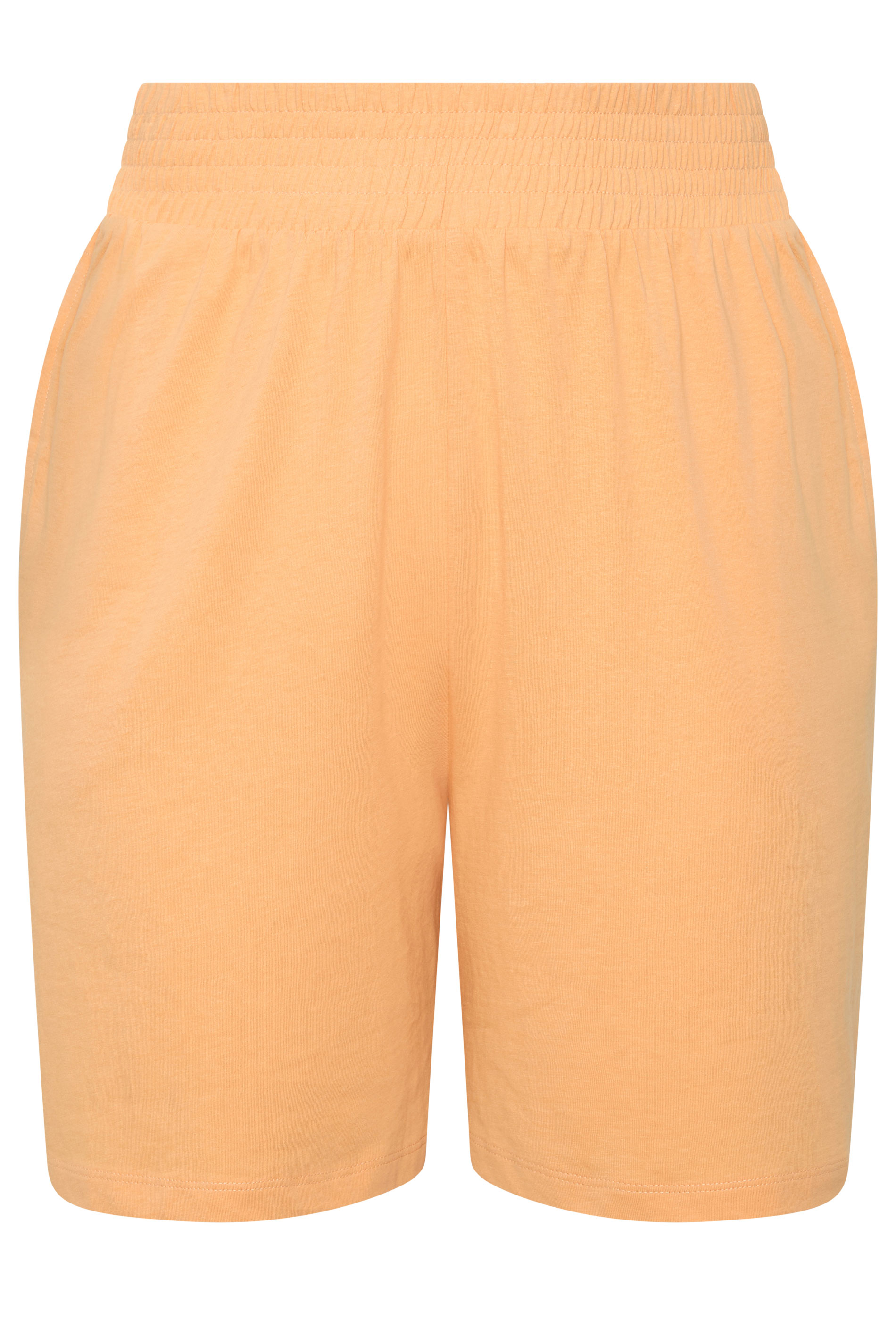 YOURS Plus Size Orange Shirred Waist Shorts | Yours Clothing 7