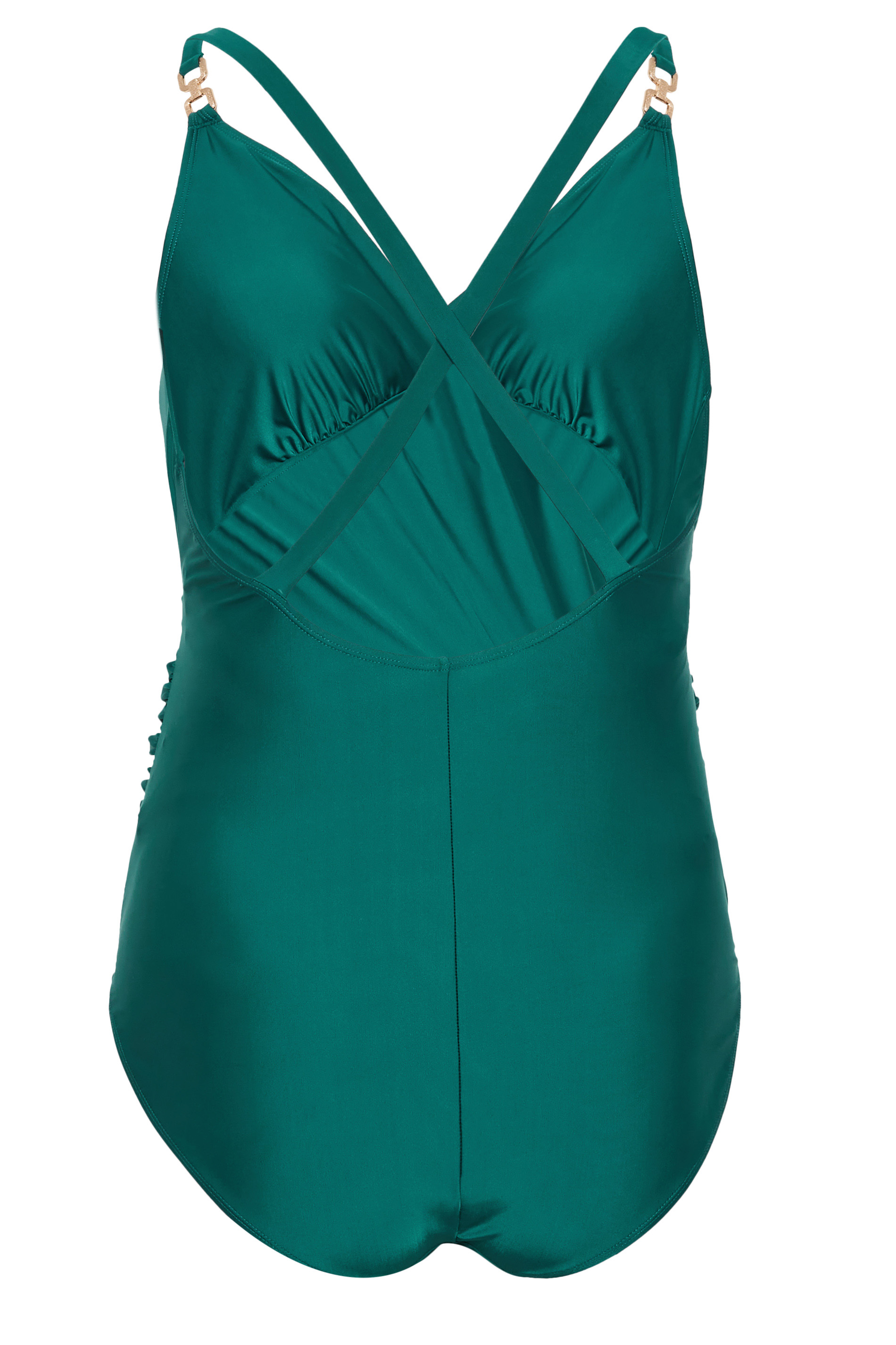 Bump It Up Maternity Plus Size Curve Emerald Green Crossback Swimsuit Yours Clothing 