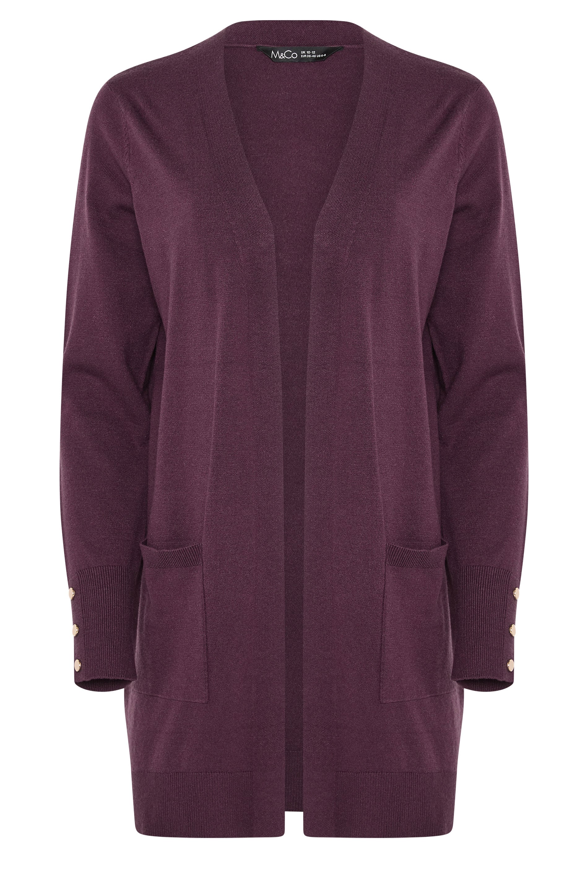 M&Co Berry Purple Button Detail Midi Cardigan | M&Co 5