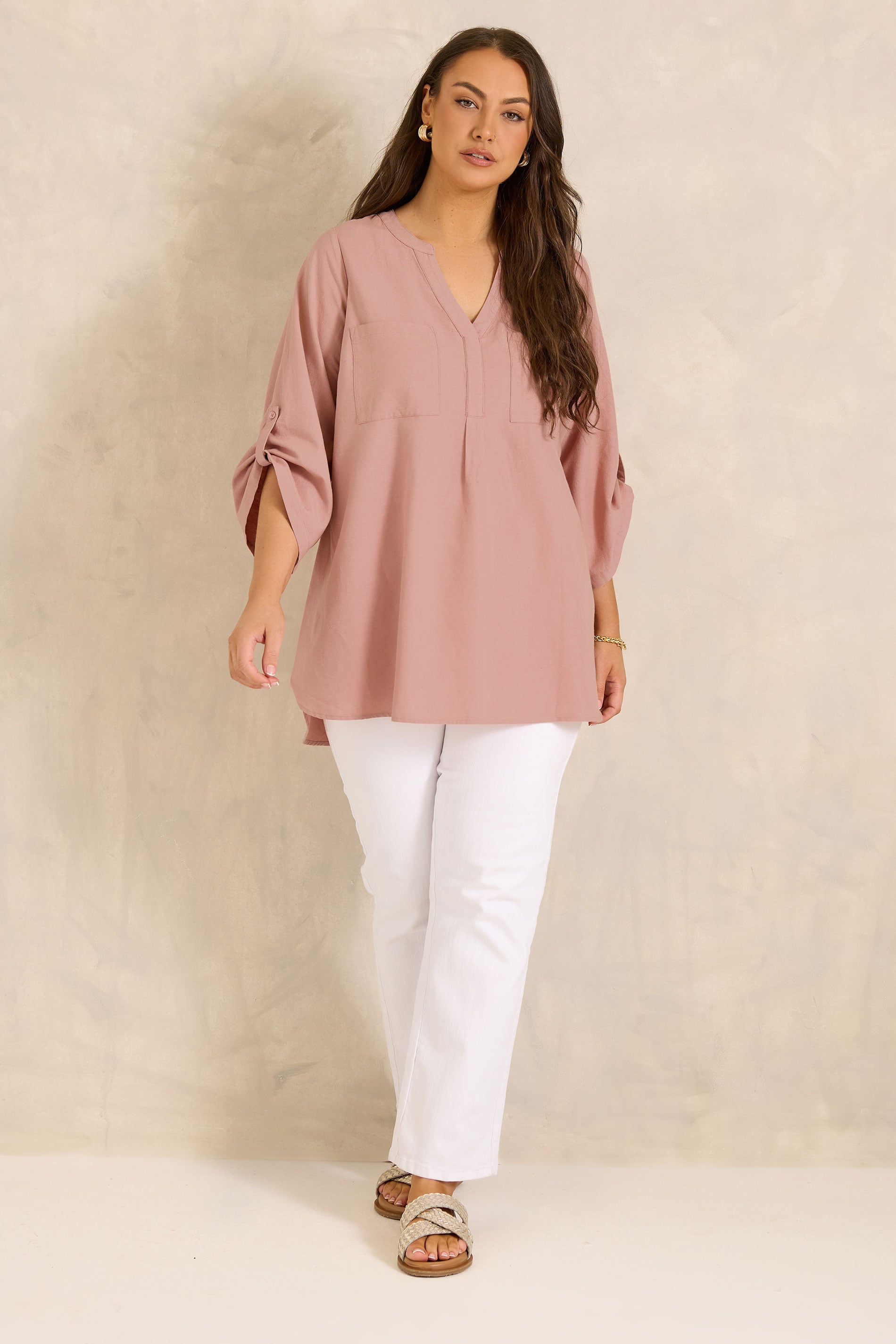 EVANS Plus Size Pink Utility Cotton Shirt | Evans 1
