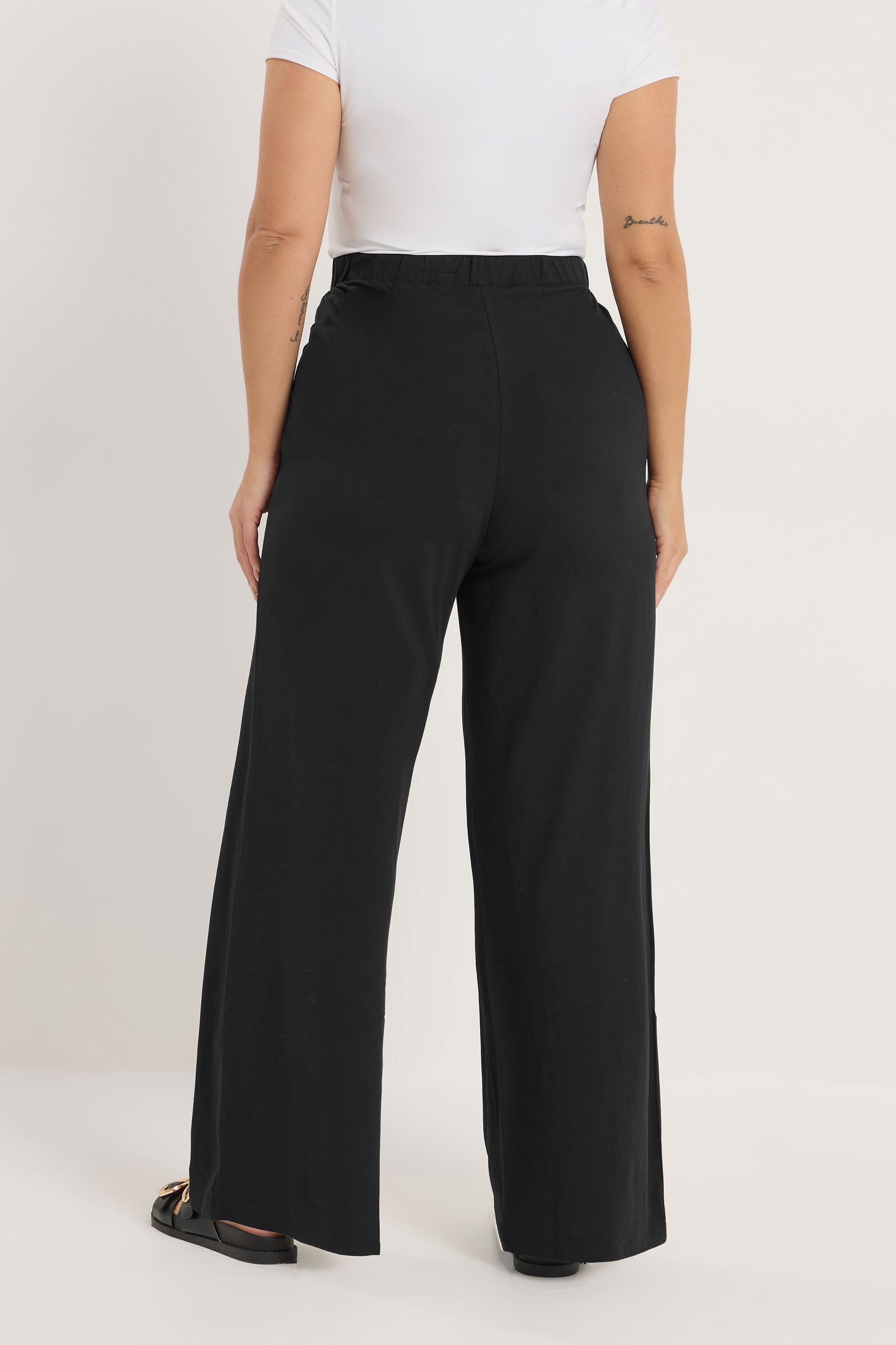 YOURS Plus Size Black Wide Leg Leggings | Yours Clothing 2