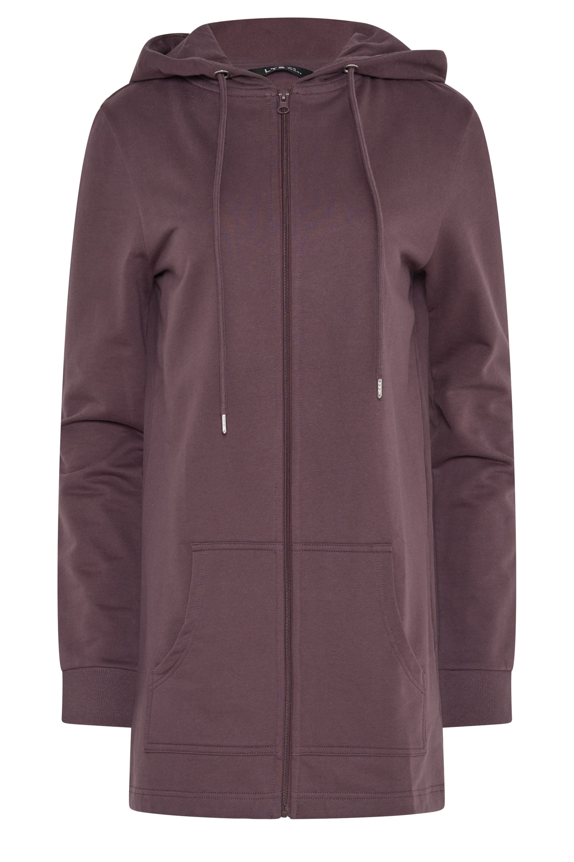LTS Tall Women's Burgundy Red Cotton Longline Zip Hoodie | Long Tall Sally 5