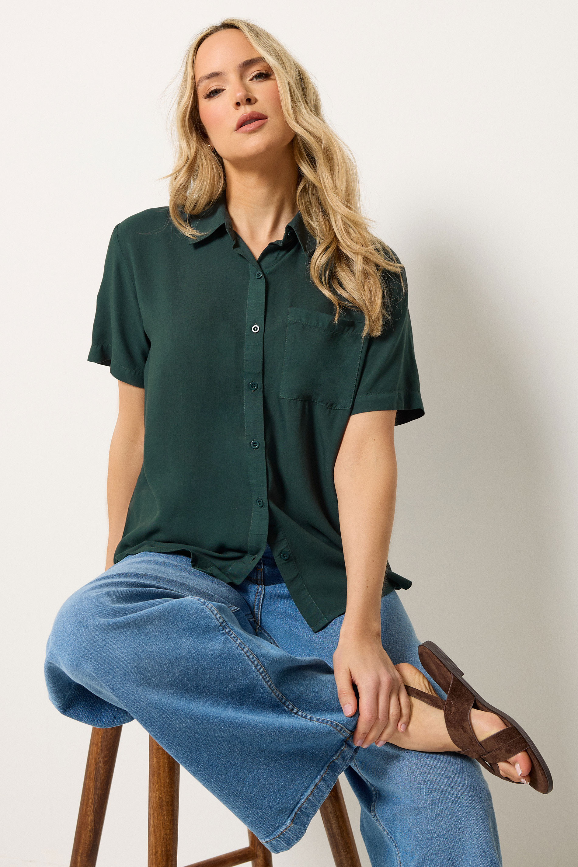 LTS Tall Women's Forest Green Short Sleeve Shirt | Long Tall Sally 3