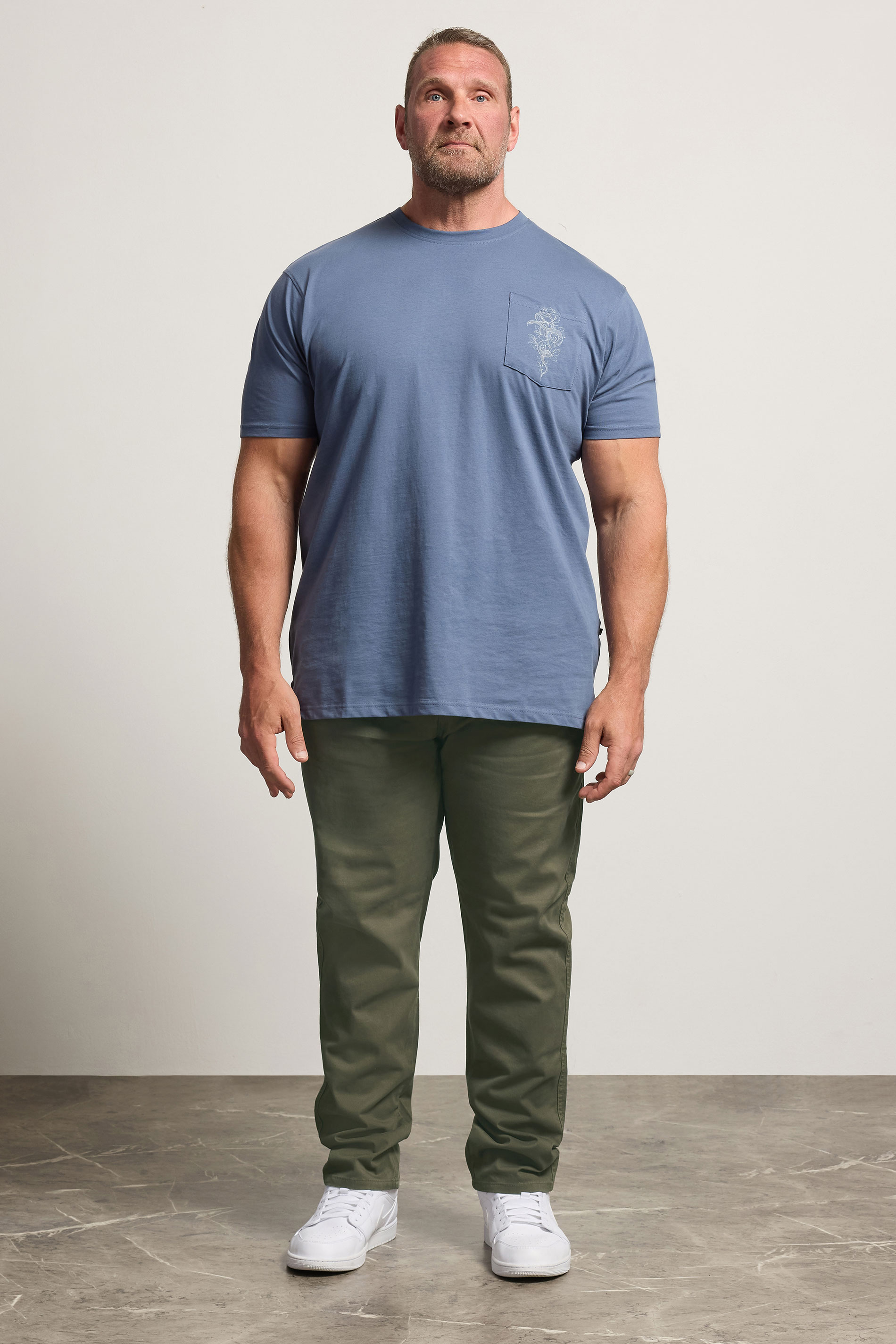 KAM Big & Tall Khaki Green Chino Trousers | BadRhino 1