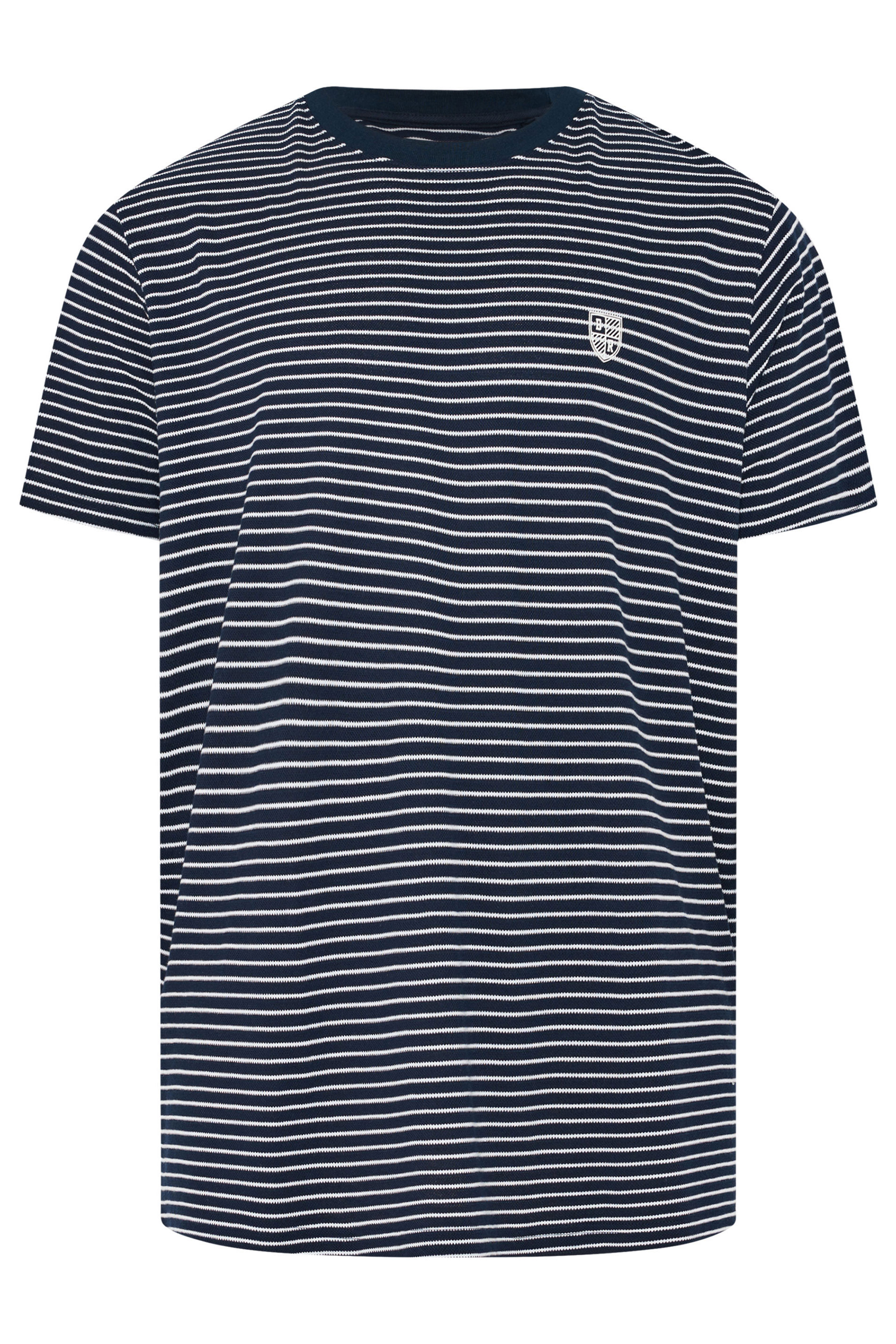 BadRhino Big & Tall Navy Blue Extra Long Stripe Pique T-Shirt | BadRhino 5