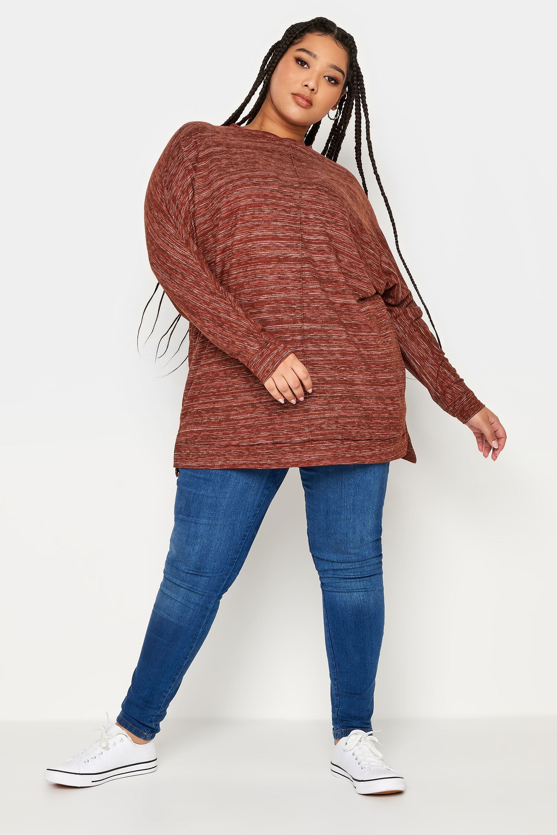YOURS LUXURY Plus Size Rust Orange Front Seam Detail Jumper | Yours Clothing 2