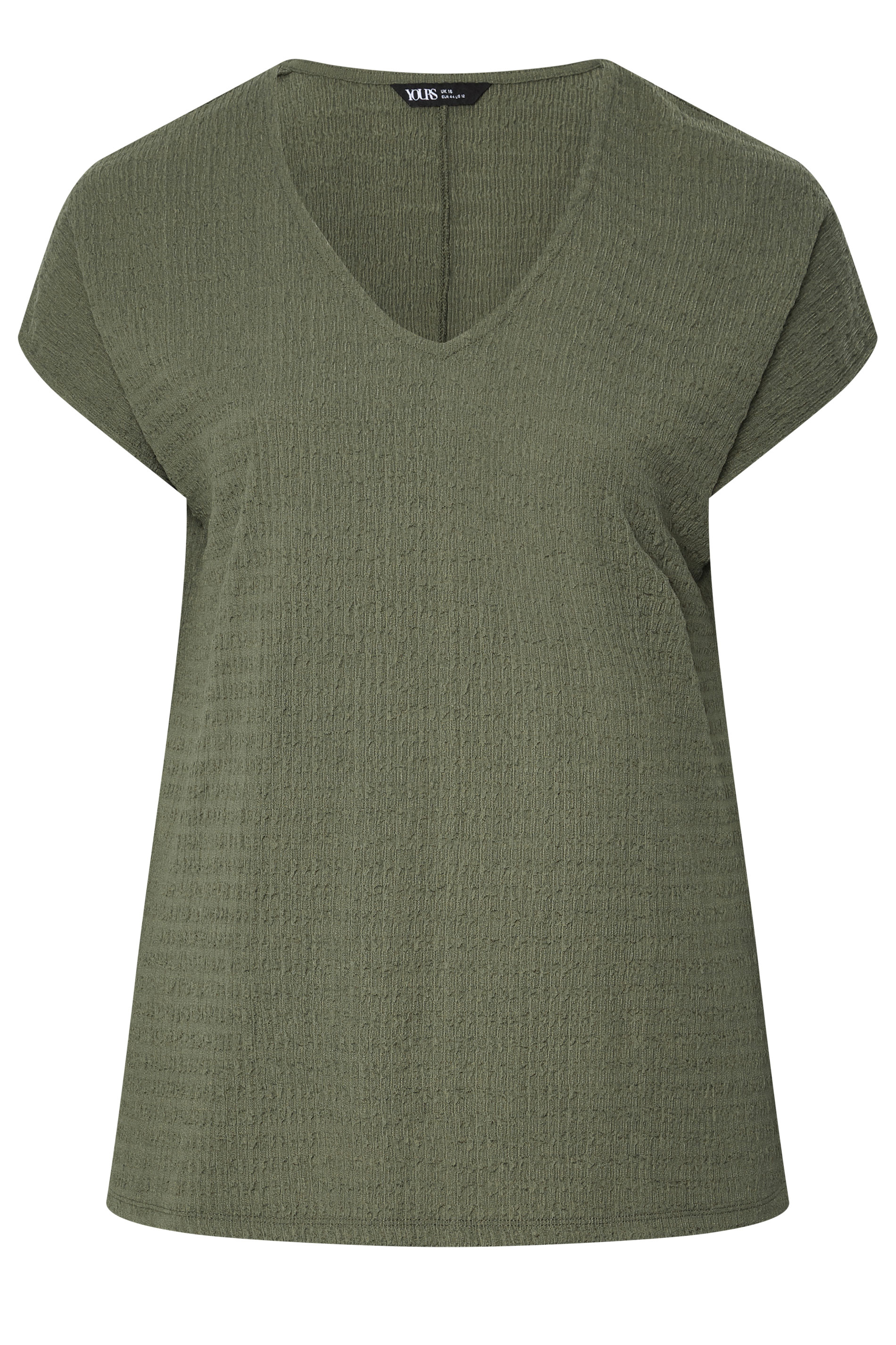 YOURS Plus Size Khaki Green Textured T-Shirt Co-ord | Yours Clothing 5