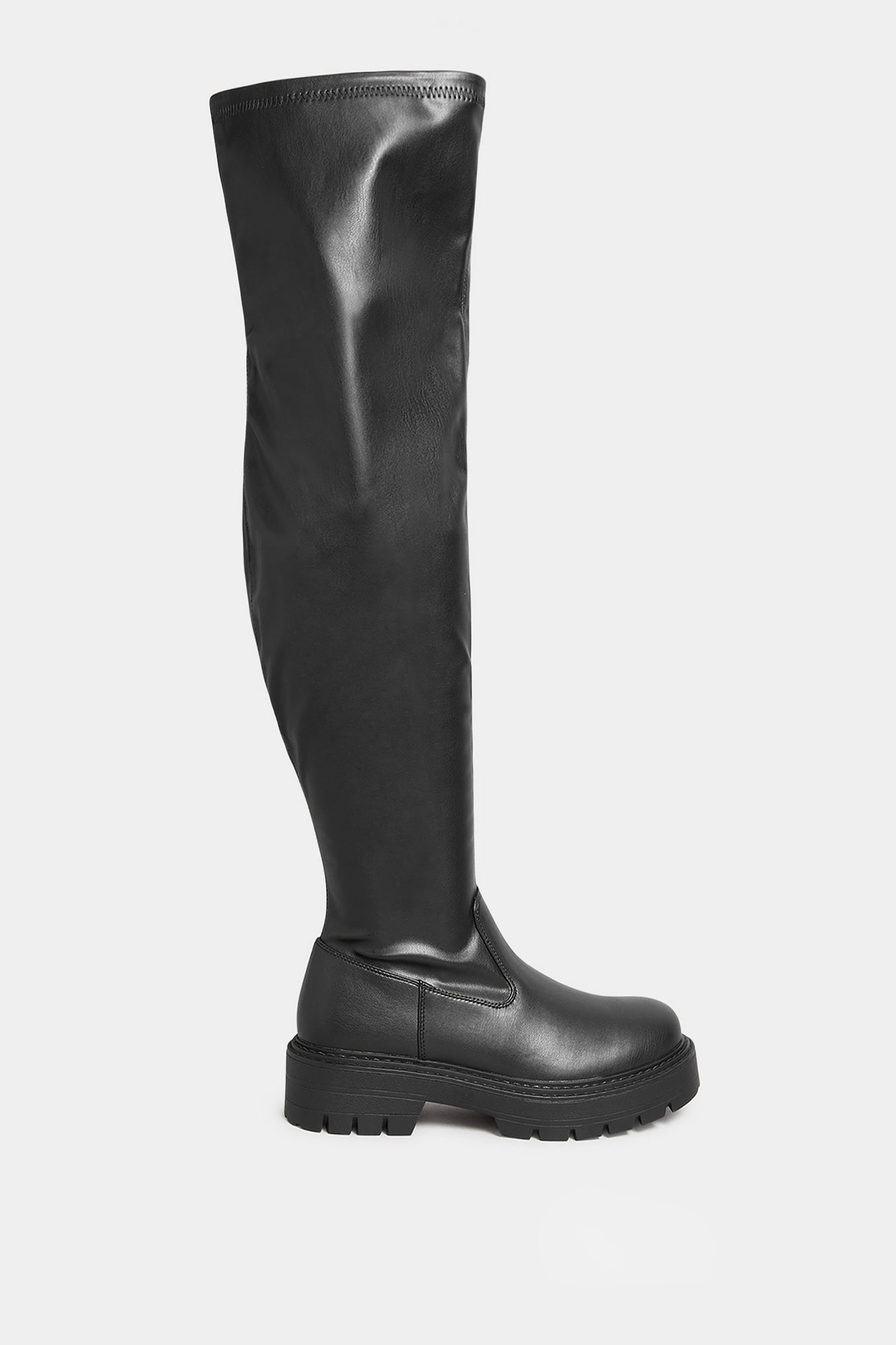 LIMITED COLLECTION Black Over The Knee Chunky Boots In Wide & Extra Wide Fit | Yours Clothing 3