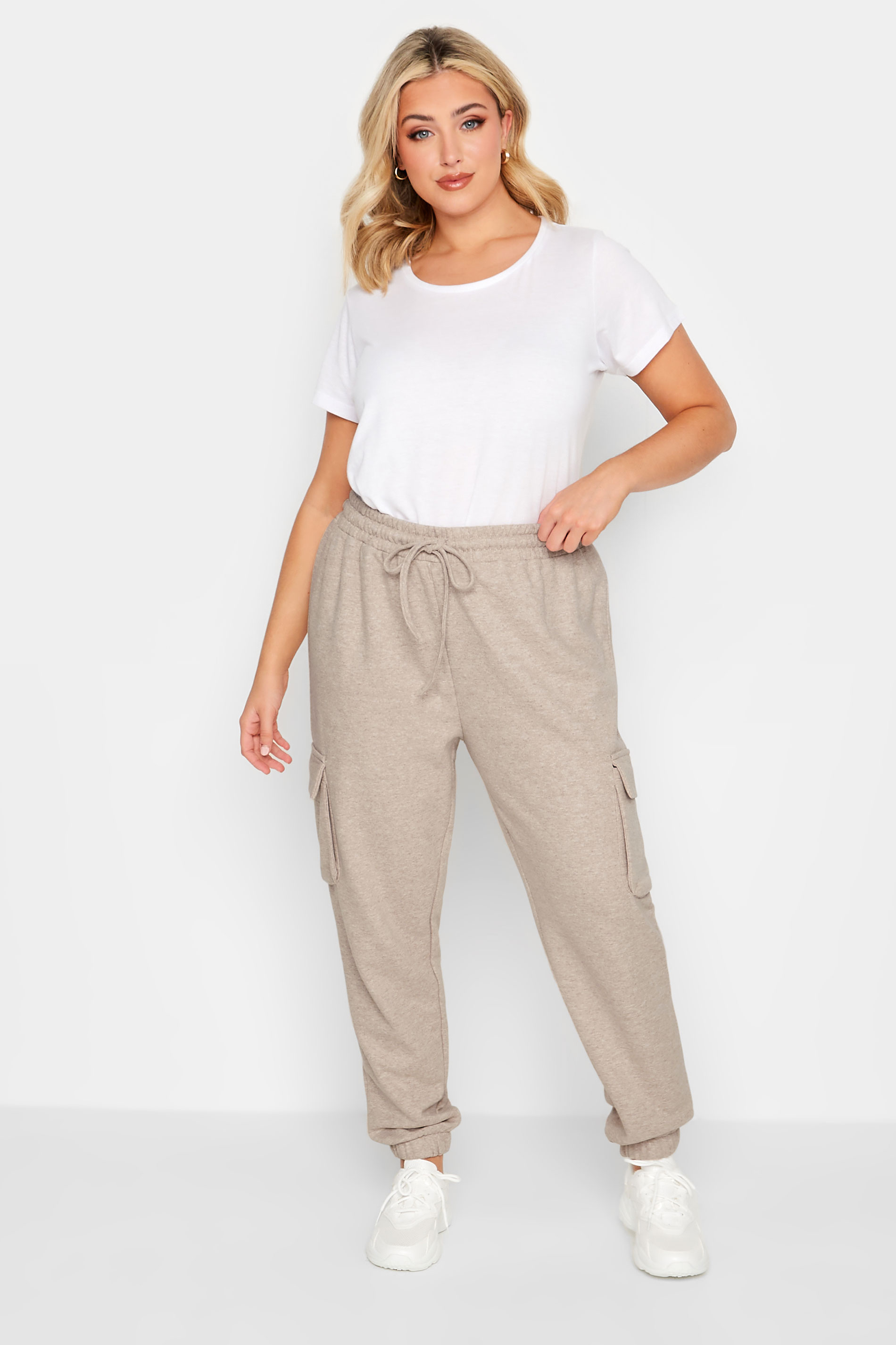 YOURS Plus Size Stone Brown Cargo Joggers | Yours Clothing 2