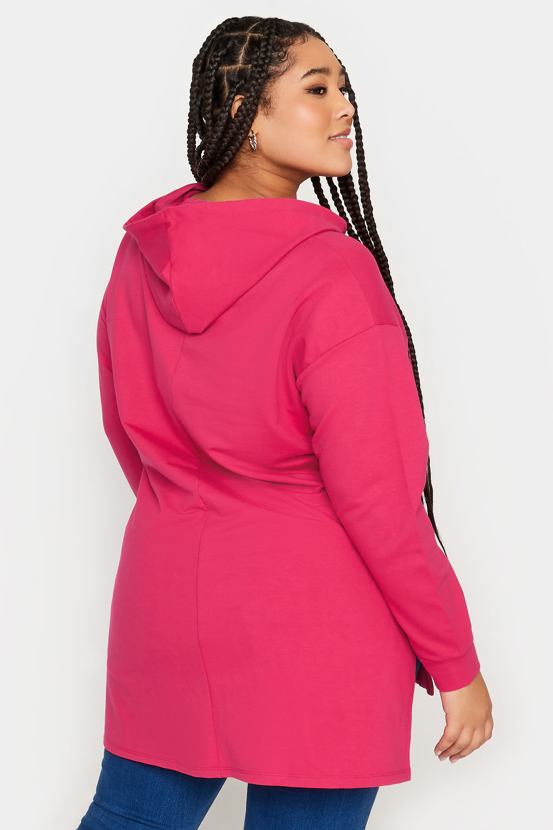 Plus Size Pink Embellished Tie Hoodie | Yours Clothing 3