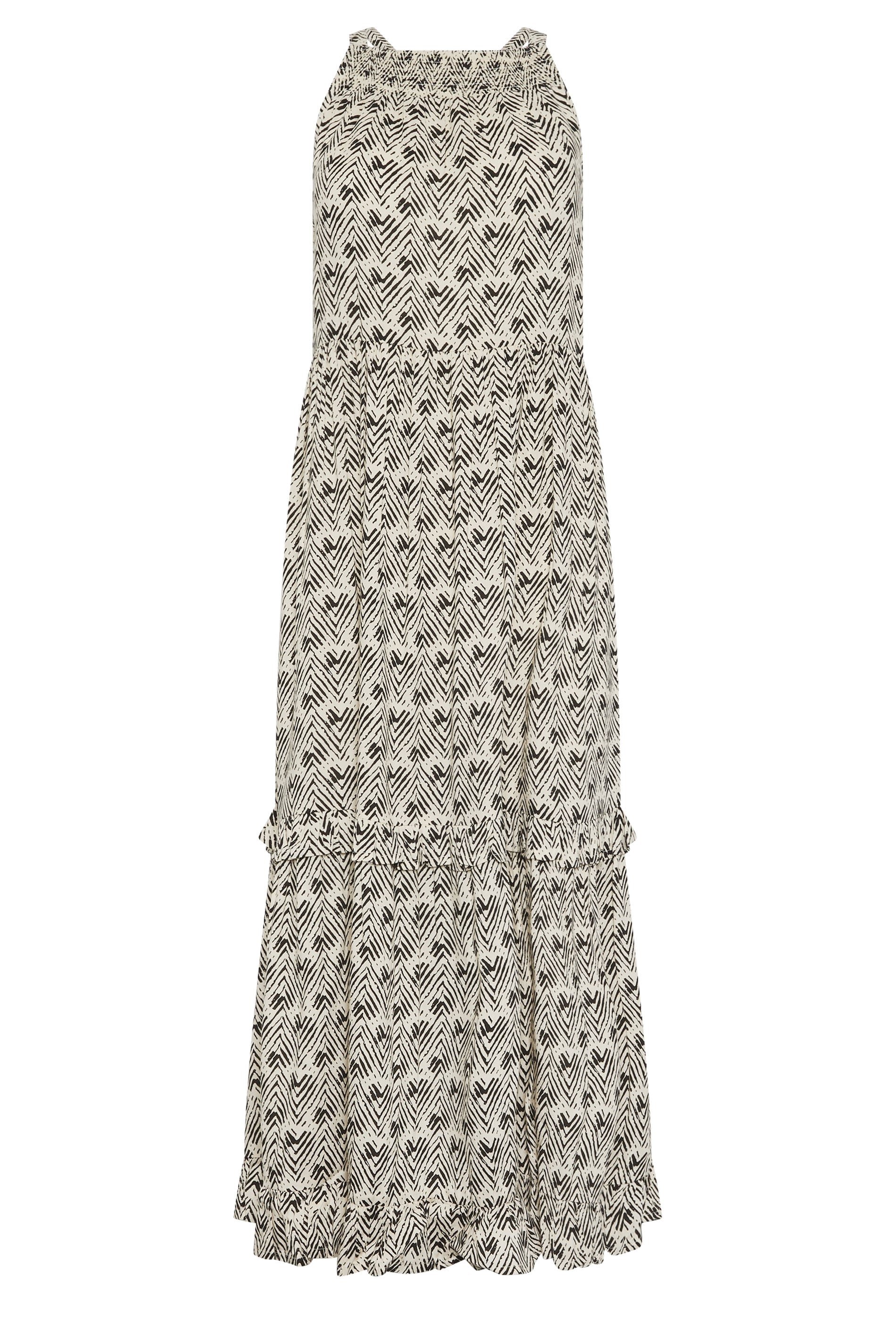 PixieGirl Petite Women's White Zig Zag Halter Neck Maxi Dress | PixieGirl 5