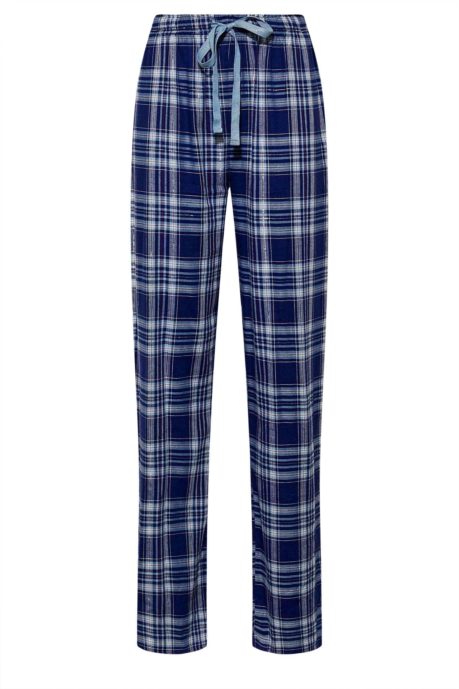 LTS Tall Women's Navy Blue Woven Check Pyjama Bottoms | Long Tall Sally