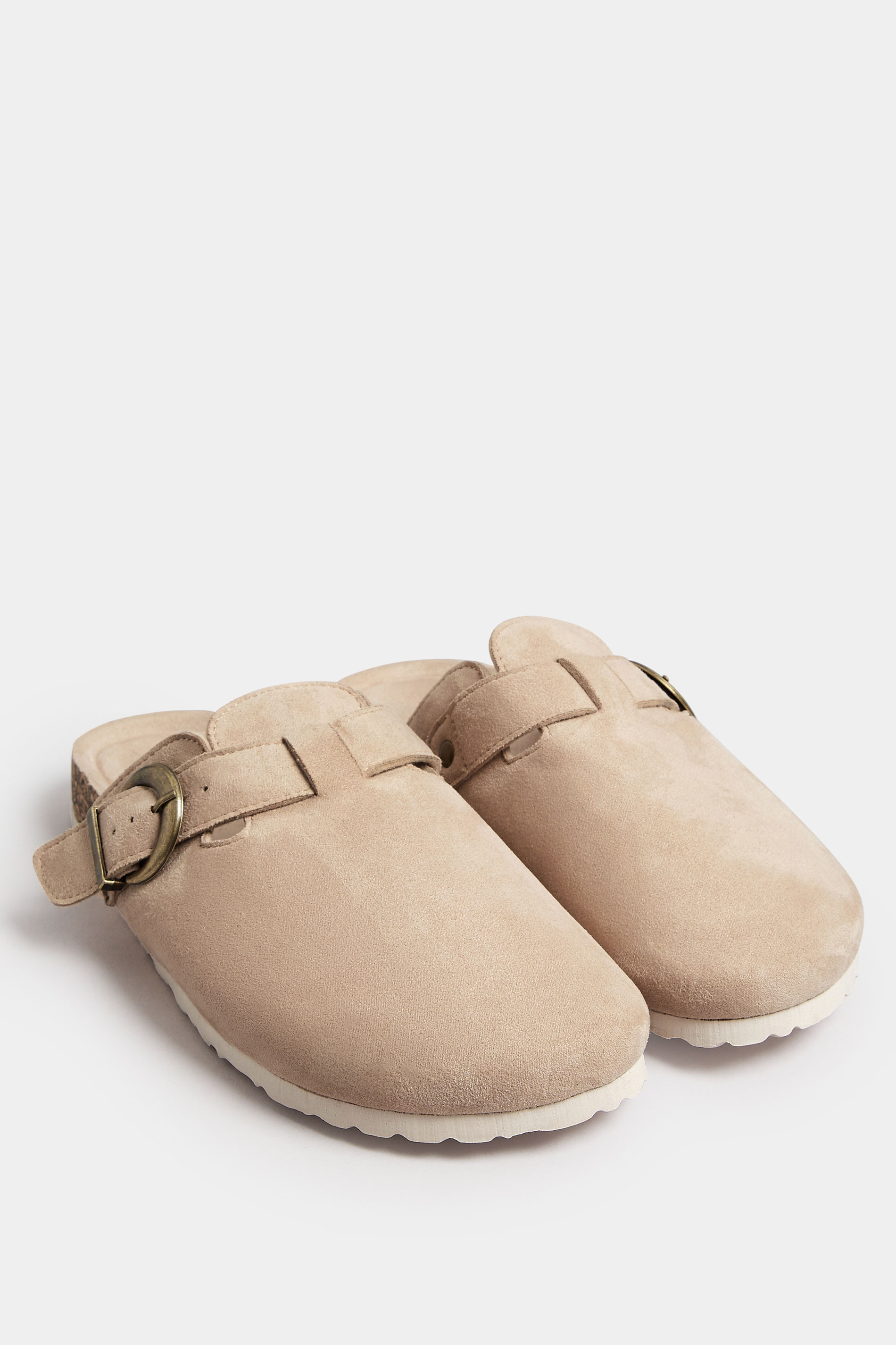 Beige Brown Faux Suede Clogs In Extra Wide EEE Fit | Yours Clothing 2