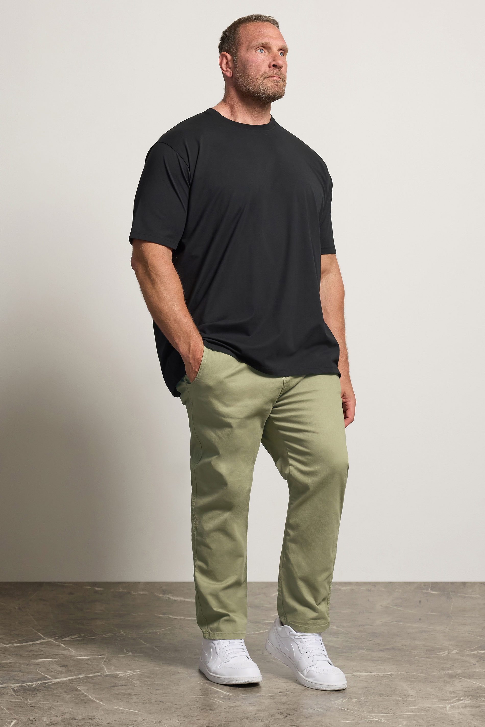 KAM Big & Tall Neutral Green Chino Trousers | BadRhino 3