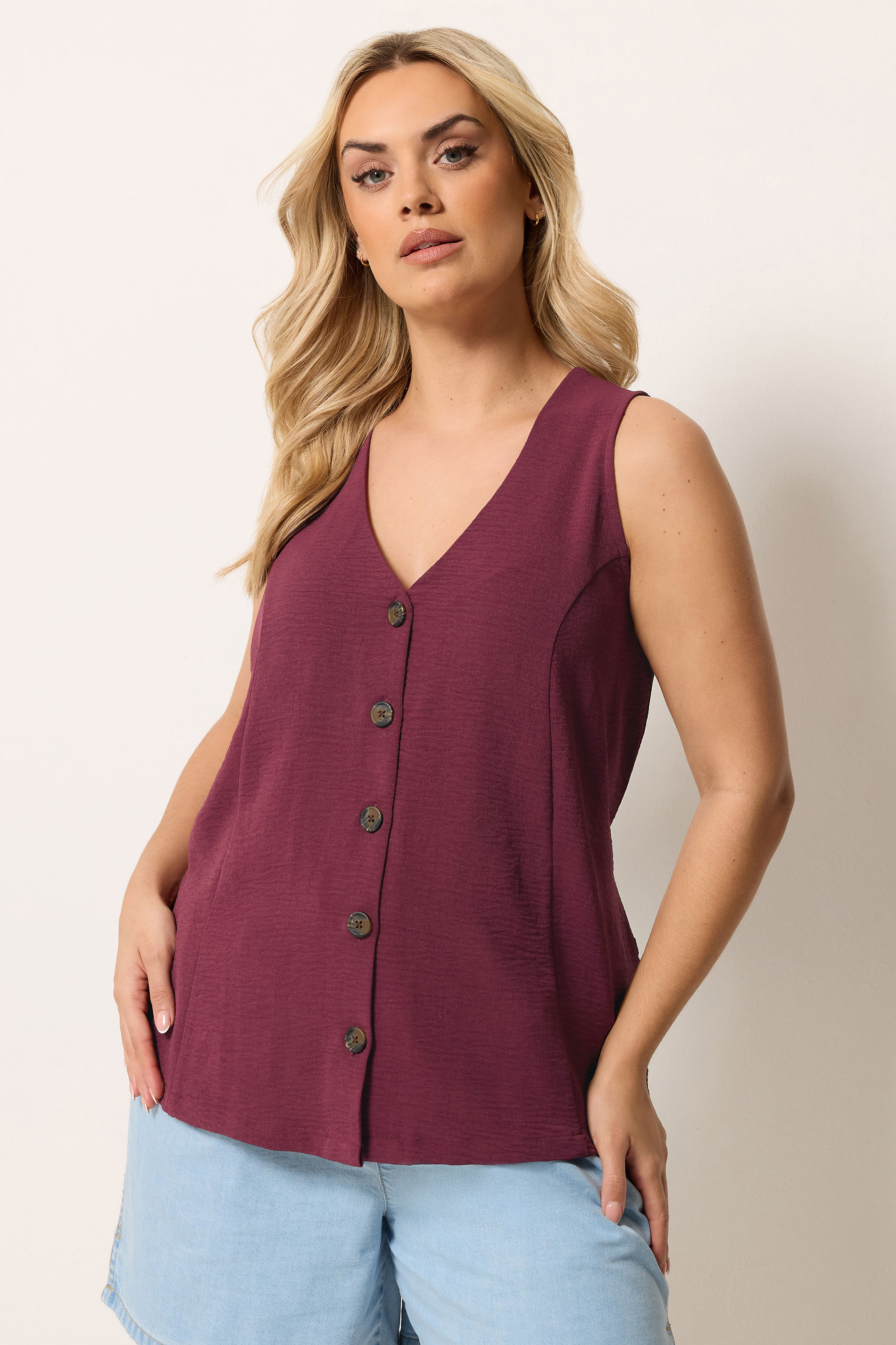 YOURS Plus Size Burgundy Red Waistcoat | Yours Clothing 3