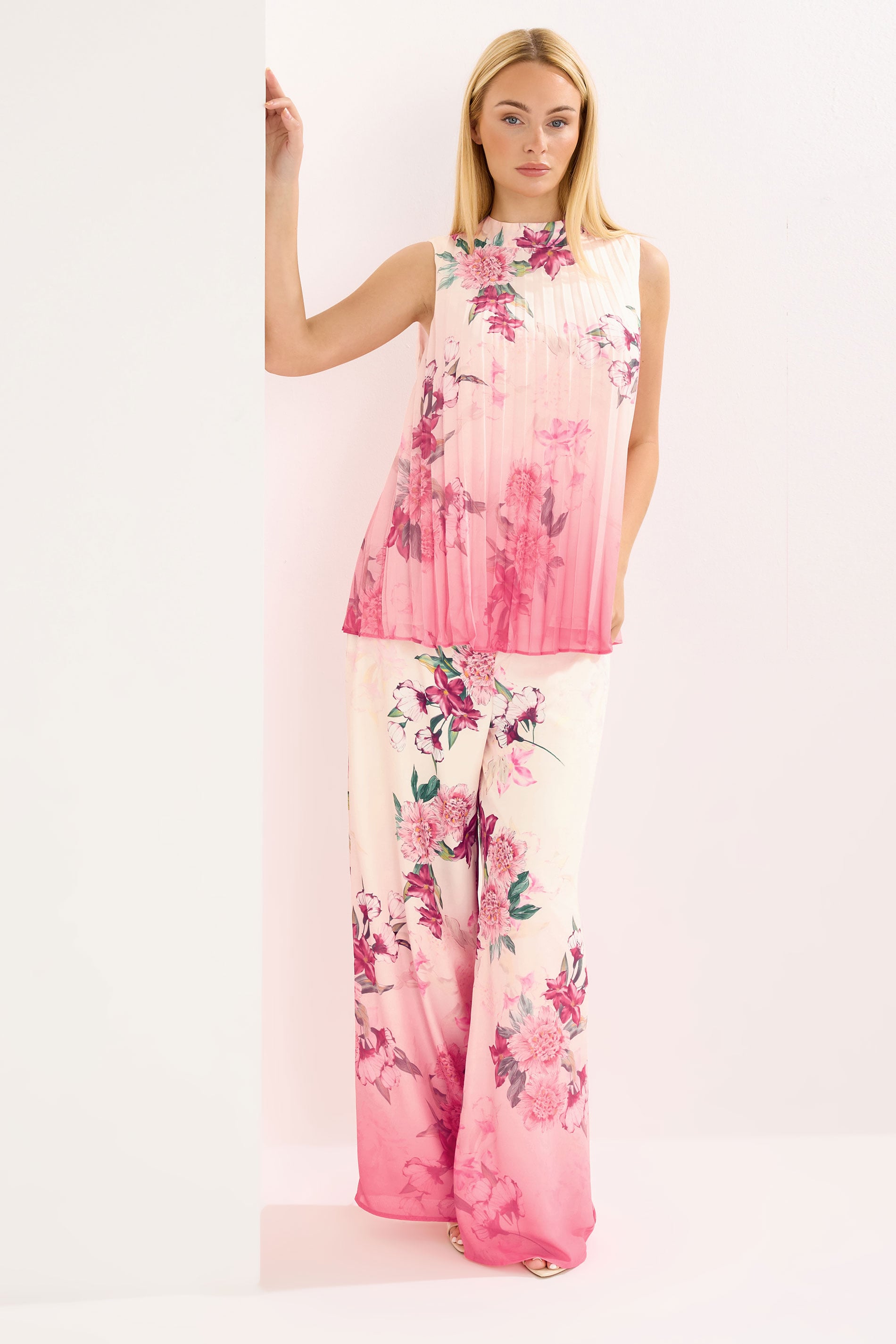 STAR Pink Floral Wide Leg Trousers | StarByJM 3