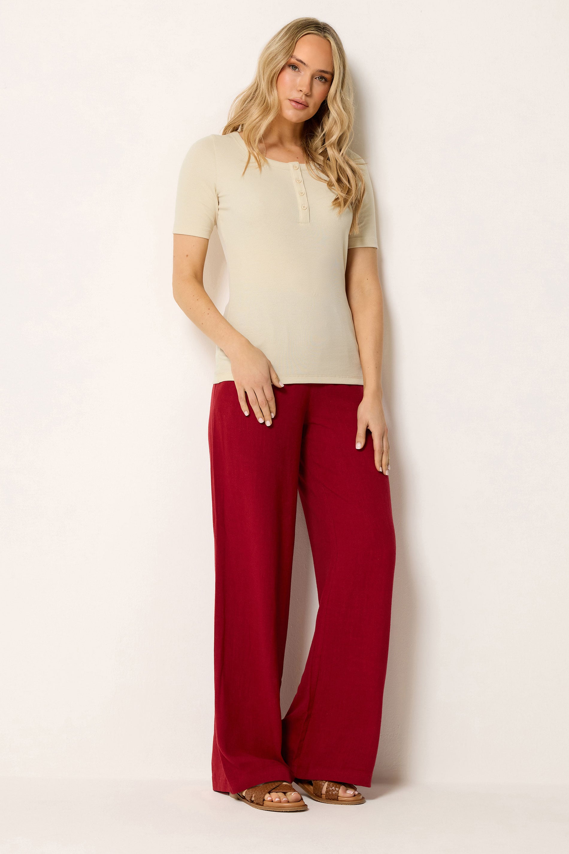 LTS Tall Yellow Ribbed Cotton T-Shirt | Long Tall Sally 1