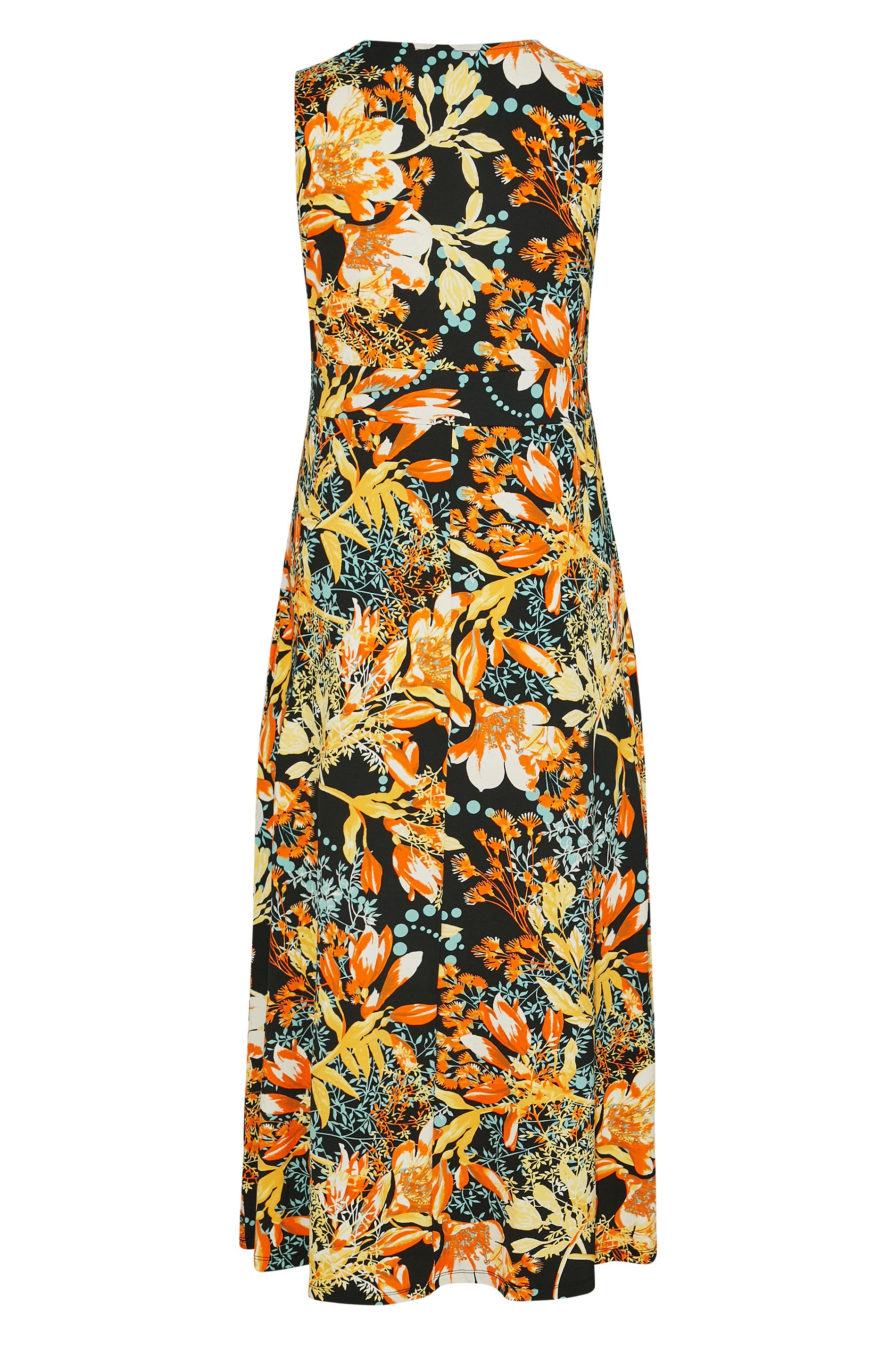 Plus Size Black & Orange Floral Maxi Dress | Yours Clothing