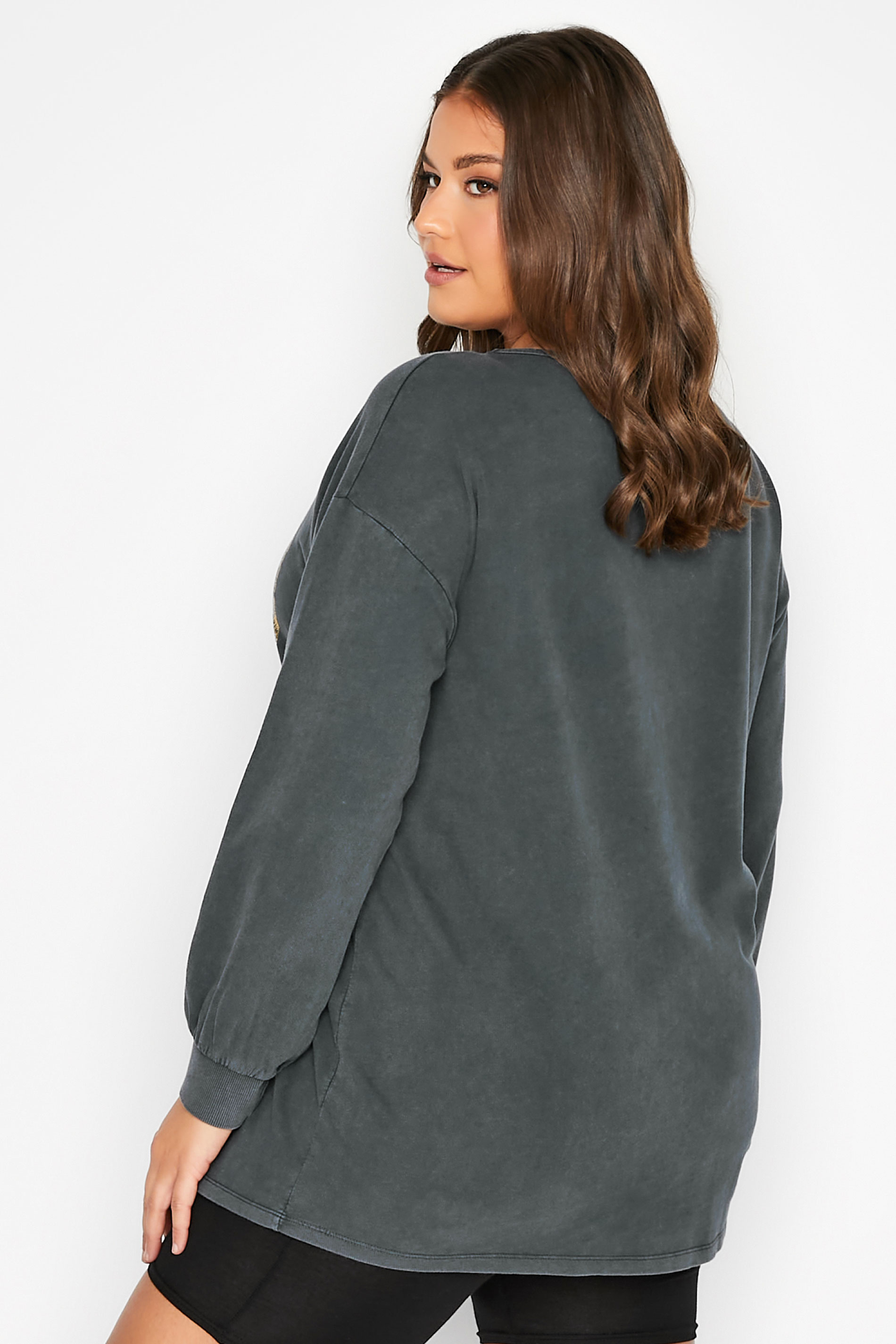 Curve Charcoal Grey 'Boston' Slogan Sweatshirt | Yours Clothing 3