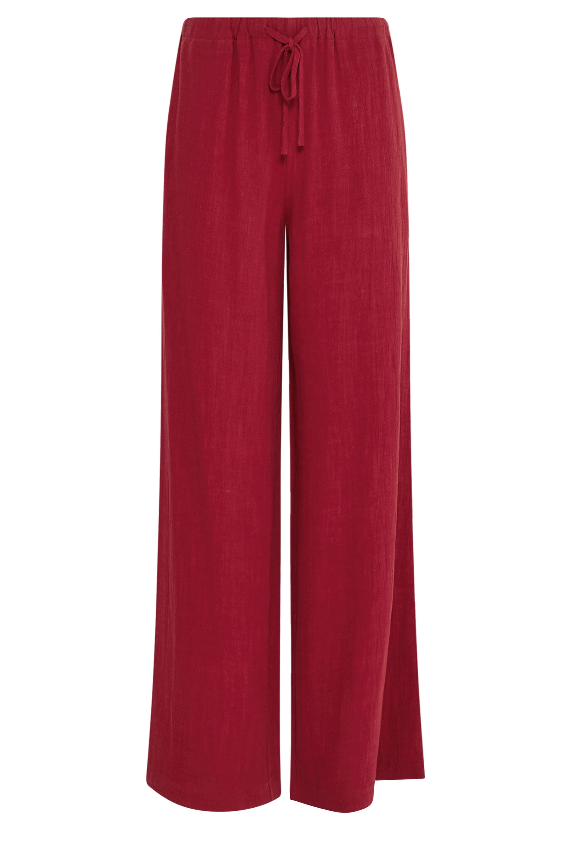 LTS Tall Women's Dark Red Wide Leg Linen Trousers | Long Tall Sally 6