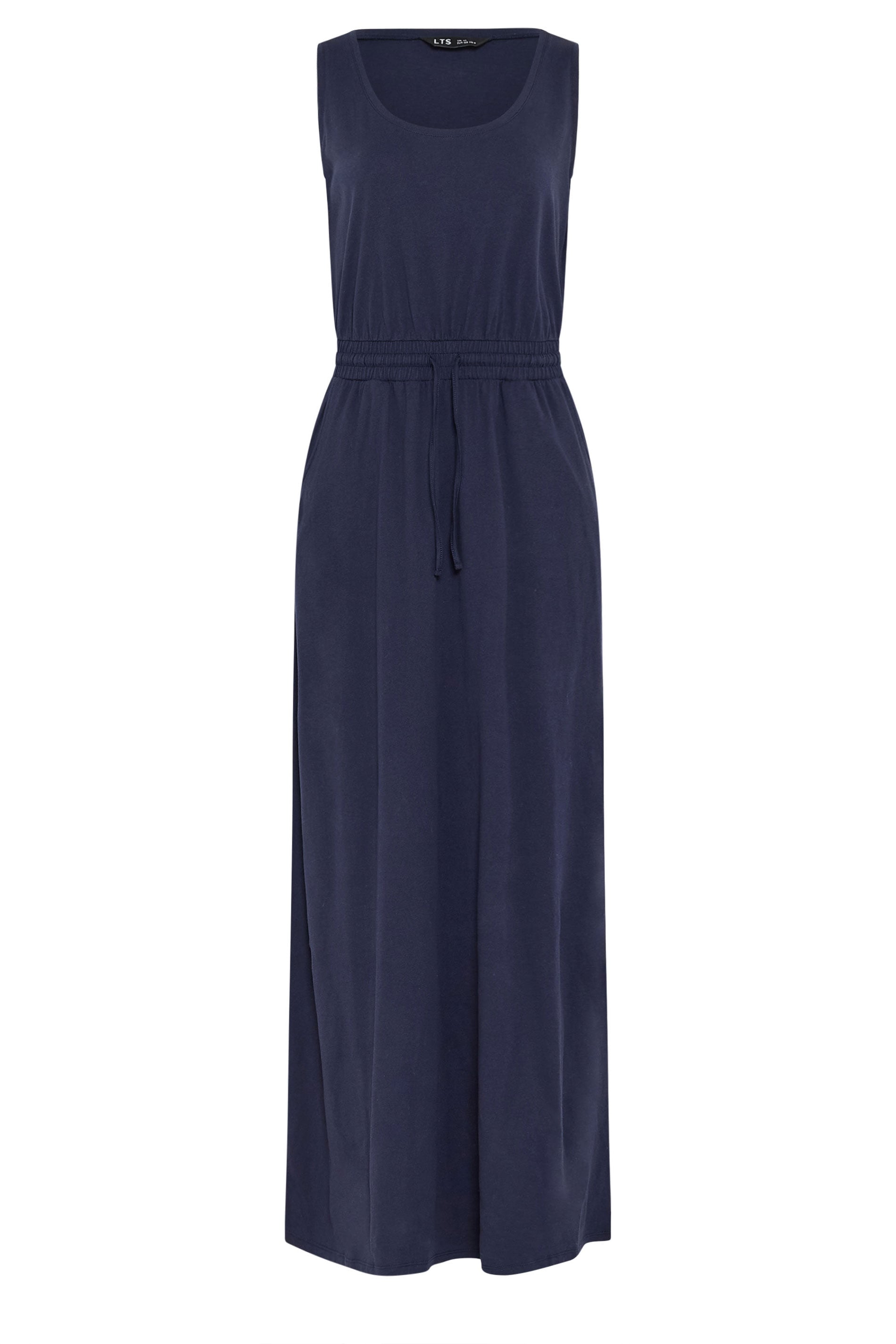 LTS Tall Women's Dark Blue Tie Waist Cotton Maxi Dress | Long Tall Sally 5
