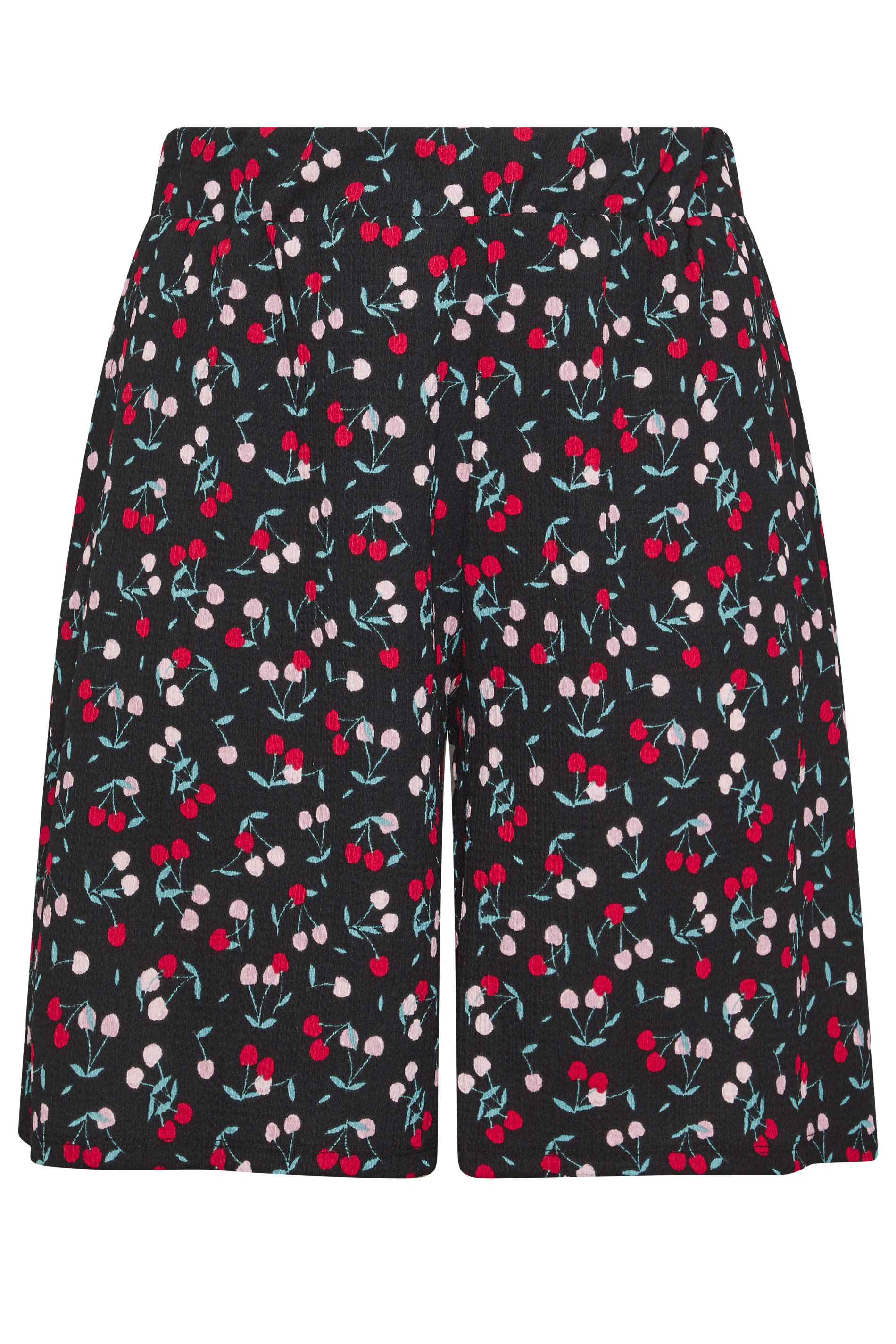 YOURS Plus Size Black Cherry Print Shorts | Yours Clothing 5