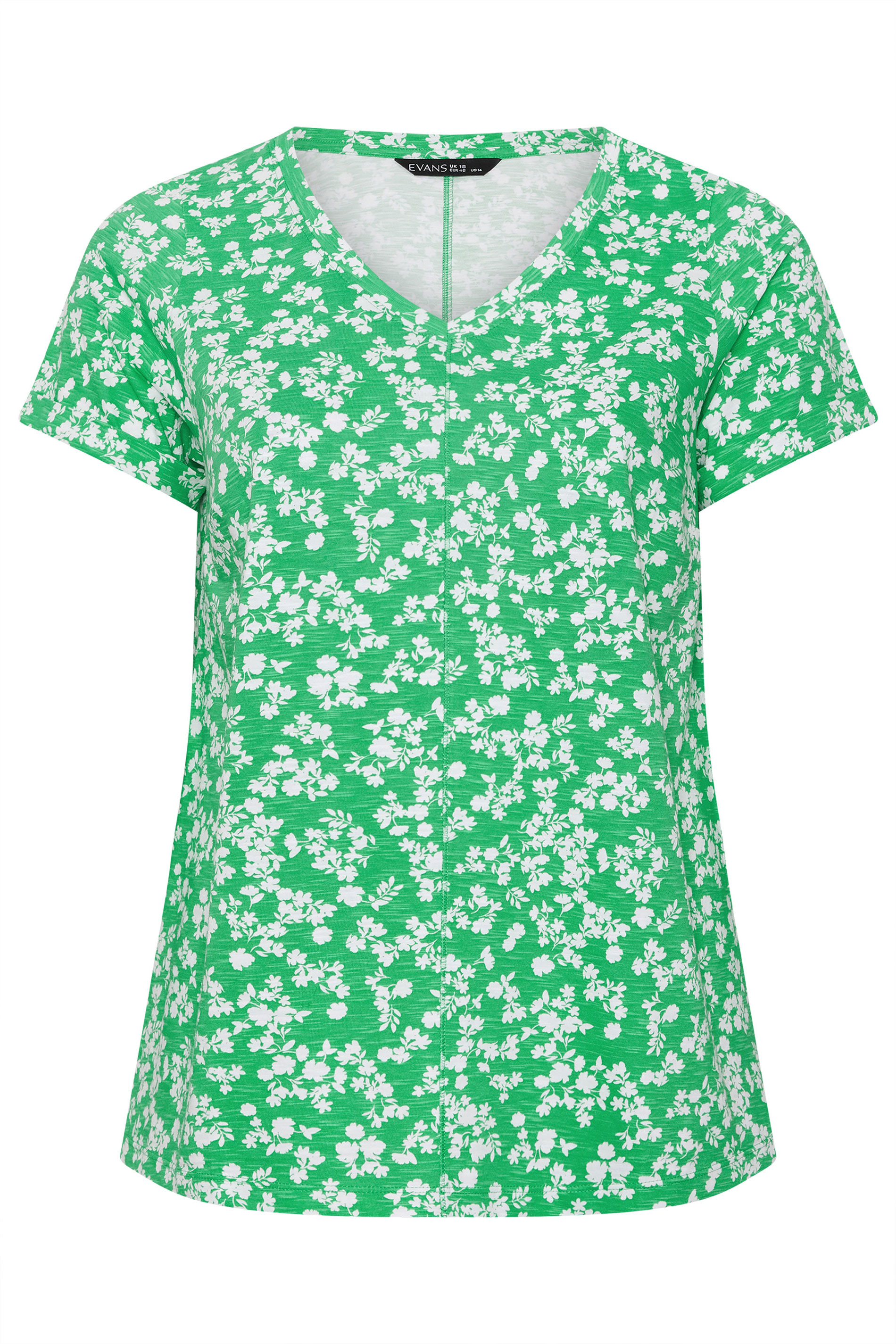 EVANS Plus Size Green Floral Pleat Front Top | Evans  5