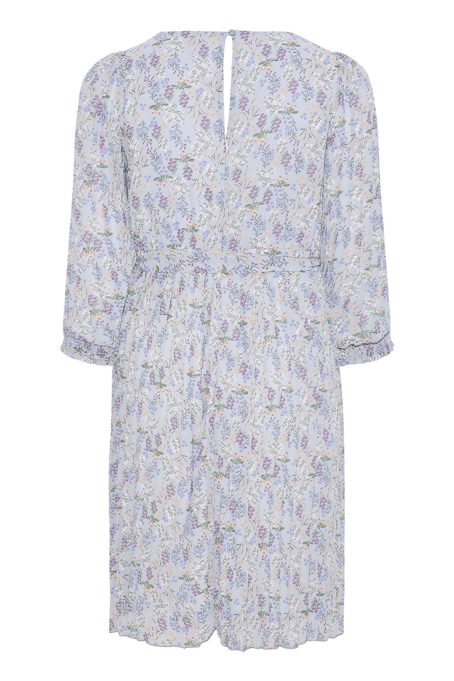 Robes Grande Taille Grande taille  Robes Occasions Spéciales | YOURS LONDON - Robe Bleue Pastel Design Cache-Coeur Floral - PA92507