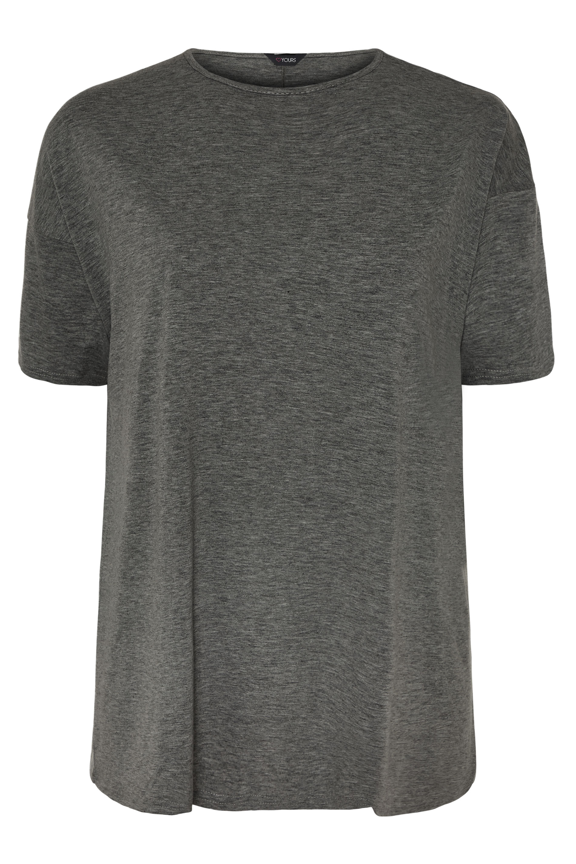 Charcoal Grey Jersey Oversized T-Shirt | Yours Clothing
