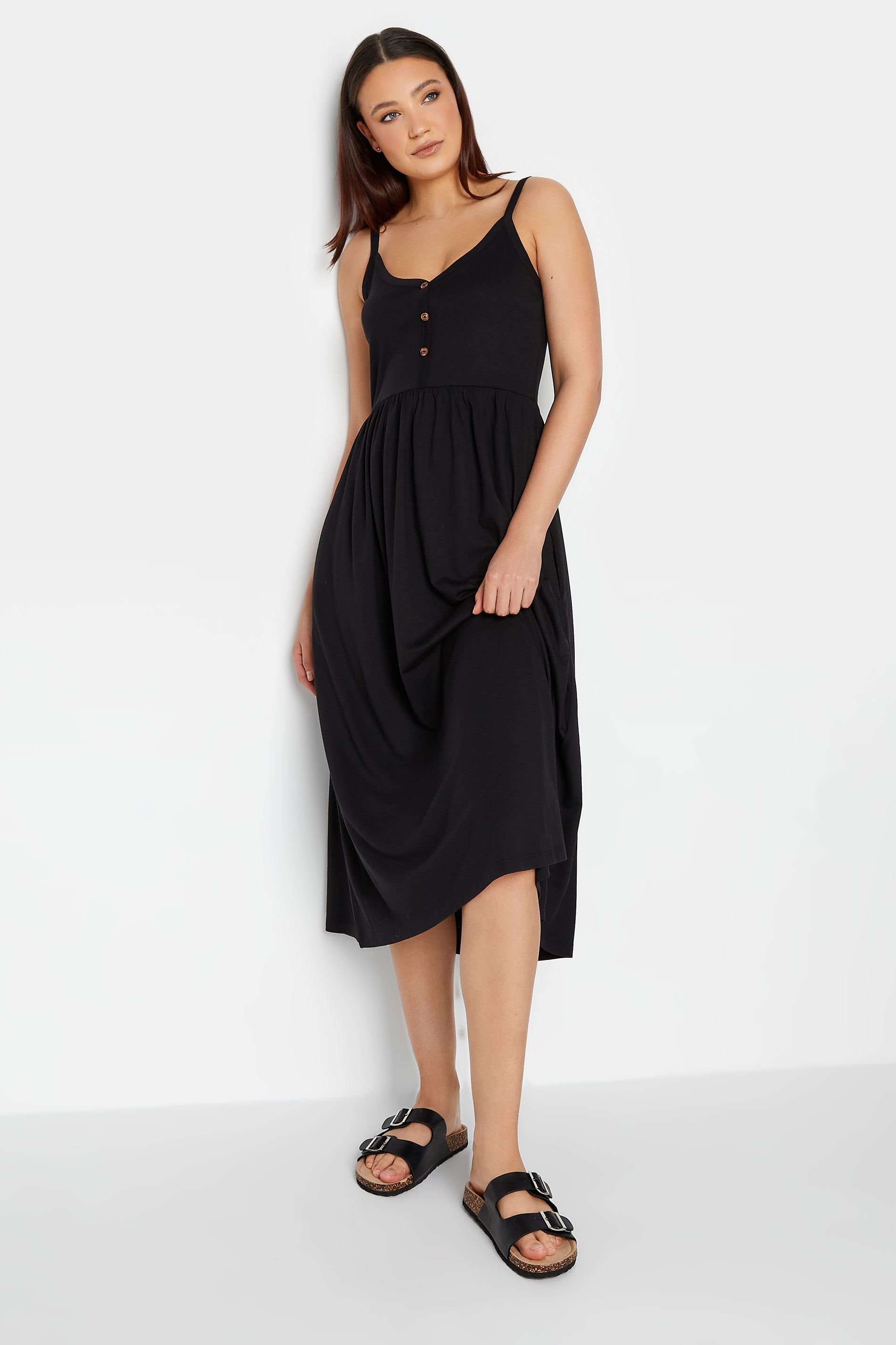 LTS Tall Womens Black Button Through Cami Dress | Long Tall Sally  2