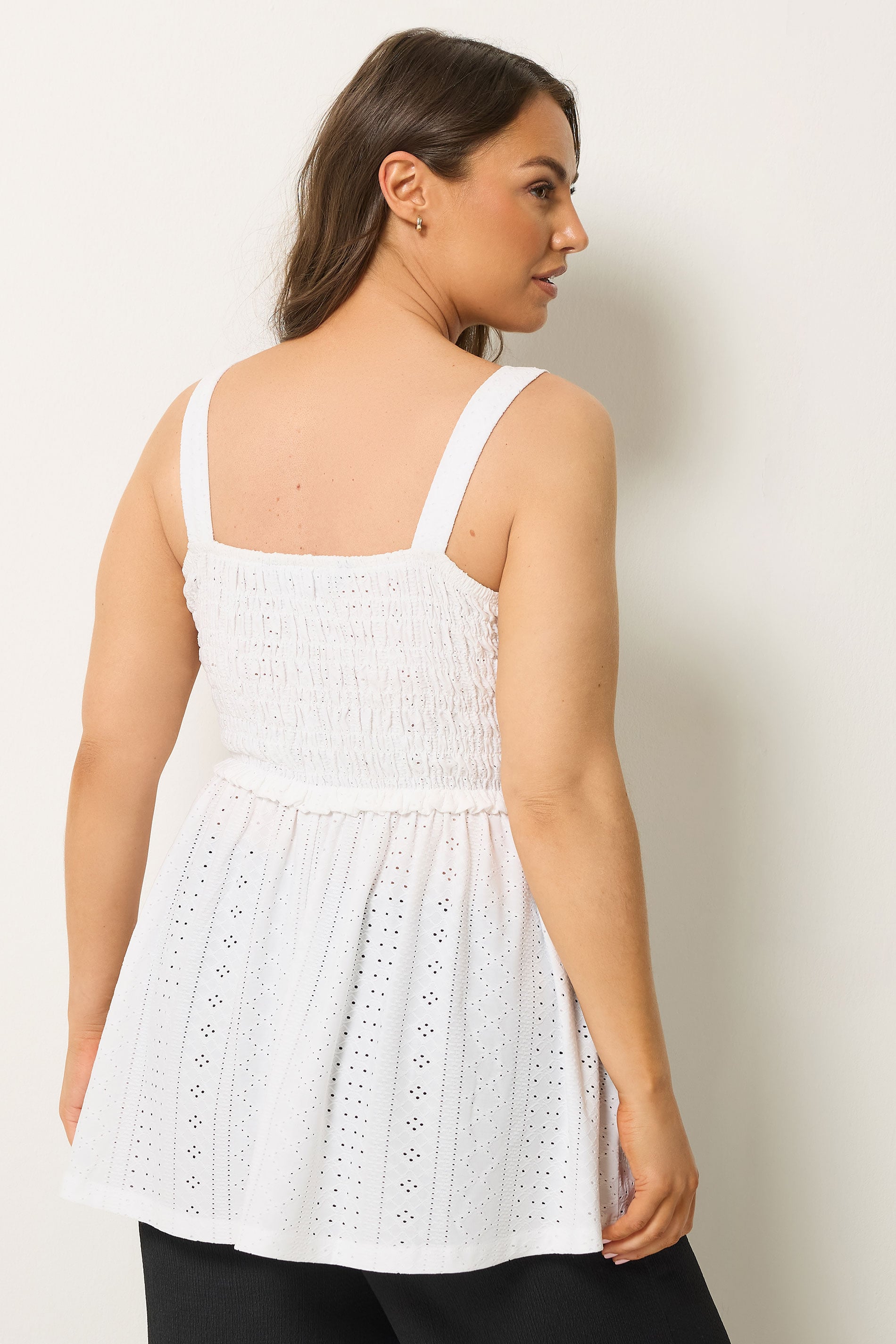 YOURS Plus Size White Broderie Anglasie Vest Top | Yours Clothing 1