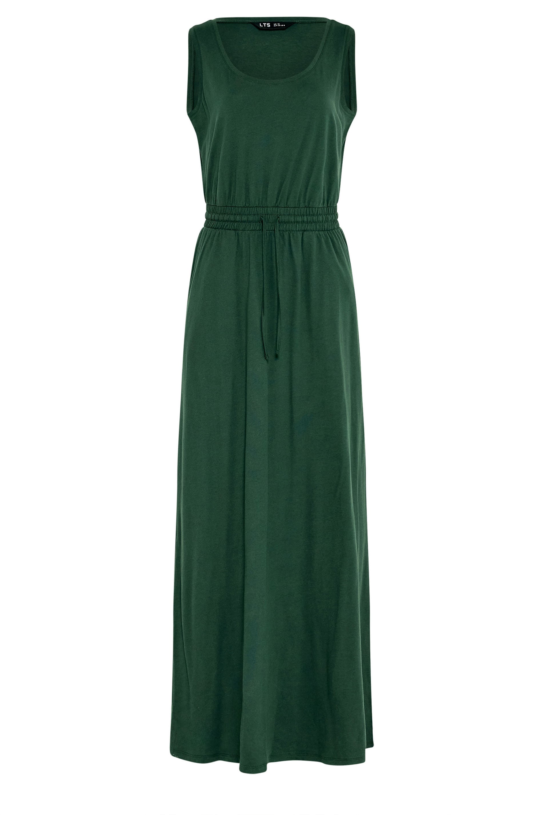 LTS Tall Women's Dark Green Tie Waist Cotton Maxi Dress | Long Tall Sally 5