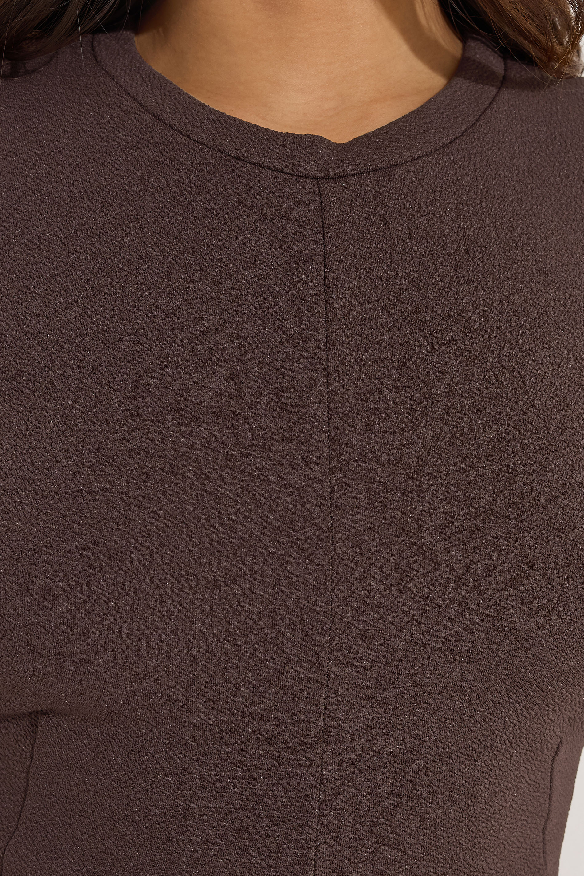 PixieGirl Petite Women's Chocolate Brown Textured Mini Dress | PixieGirl 4