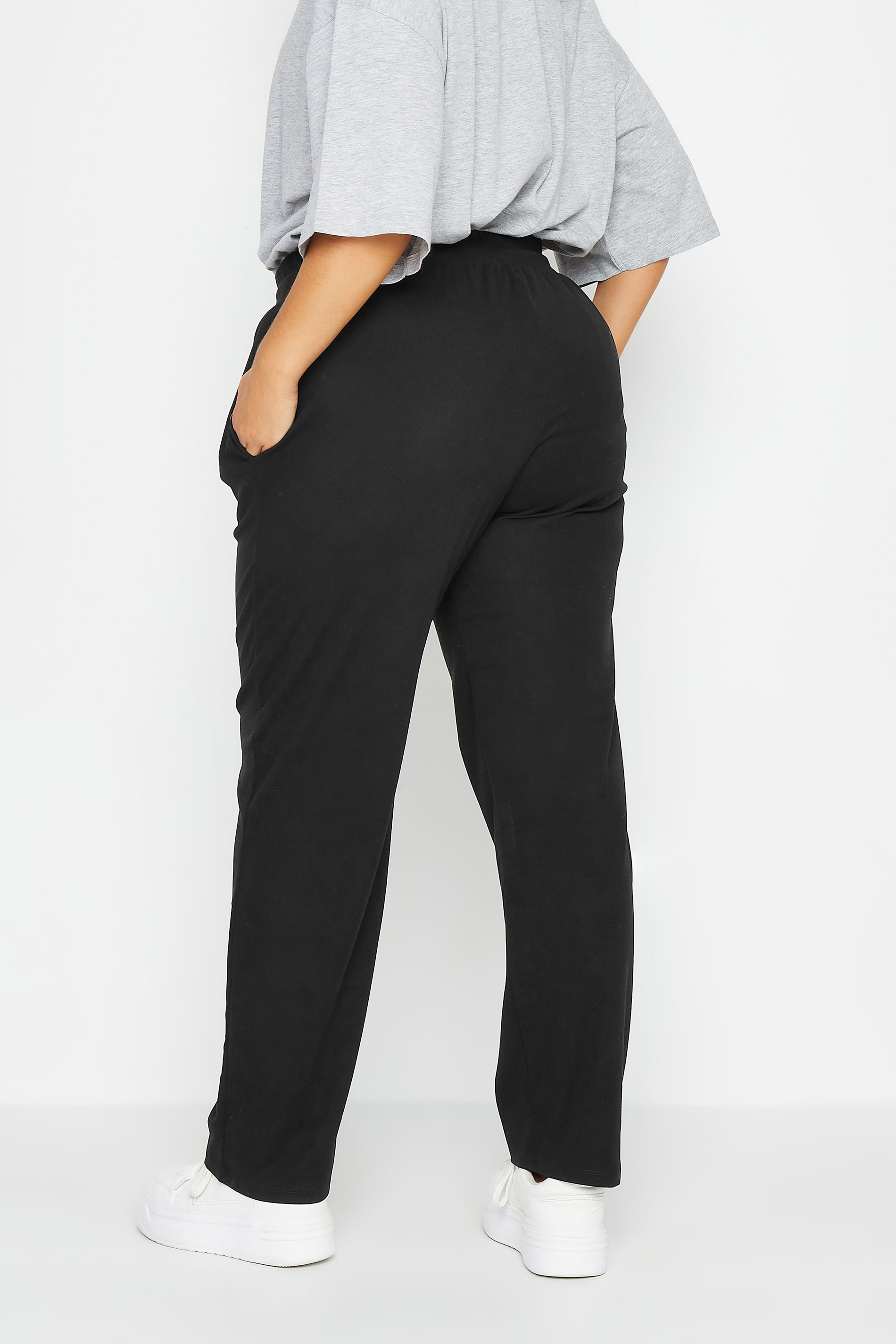 YOURS Plus Size Black Straight Leg Joggers | Yours Clothing 3