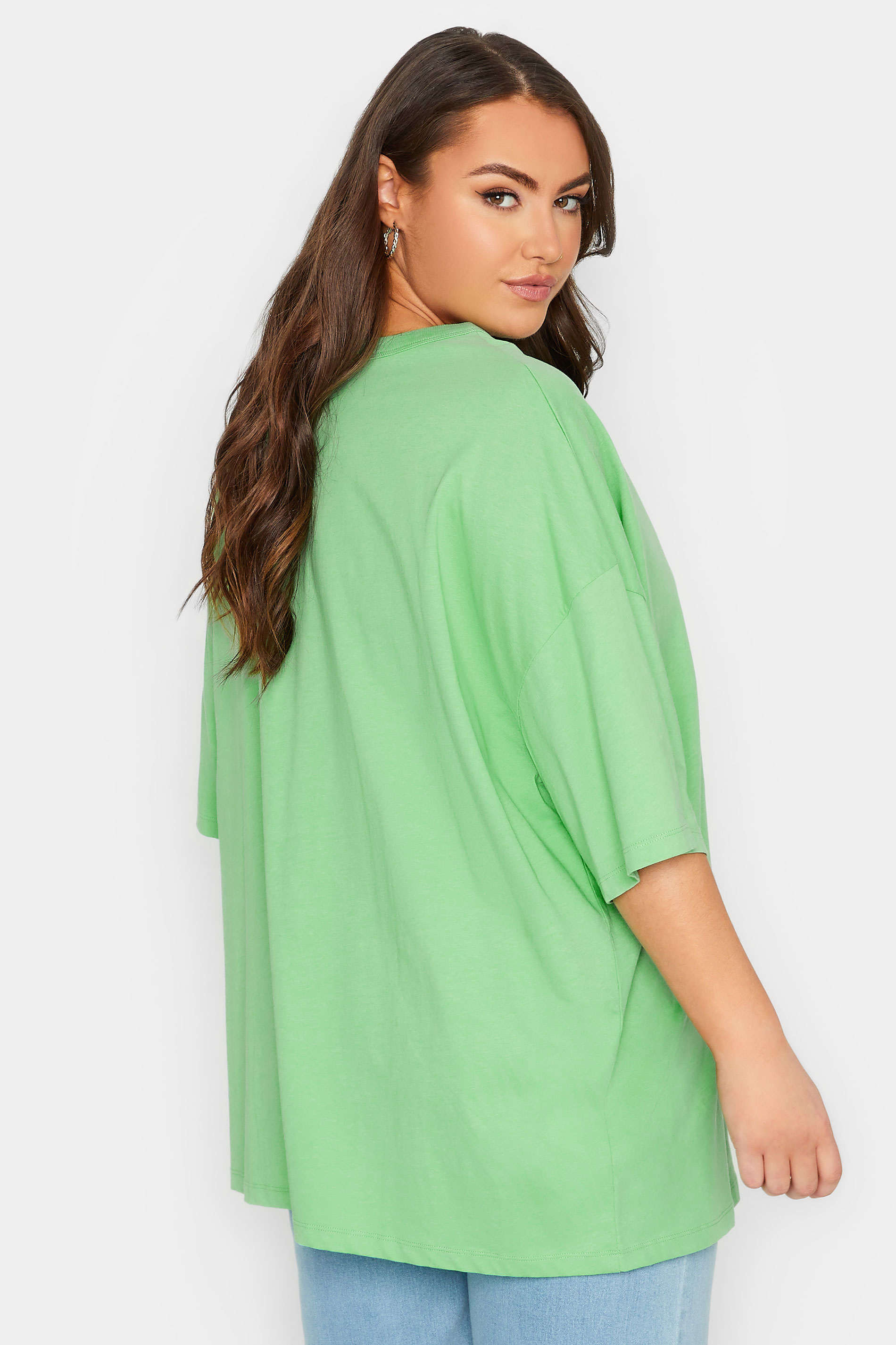 YOURS Plus Size Green Oversized Boxy T-Shirt | Yours Clothing 3