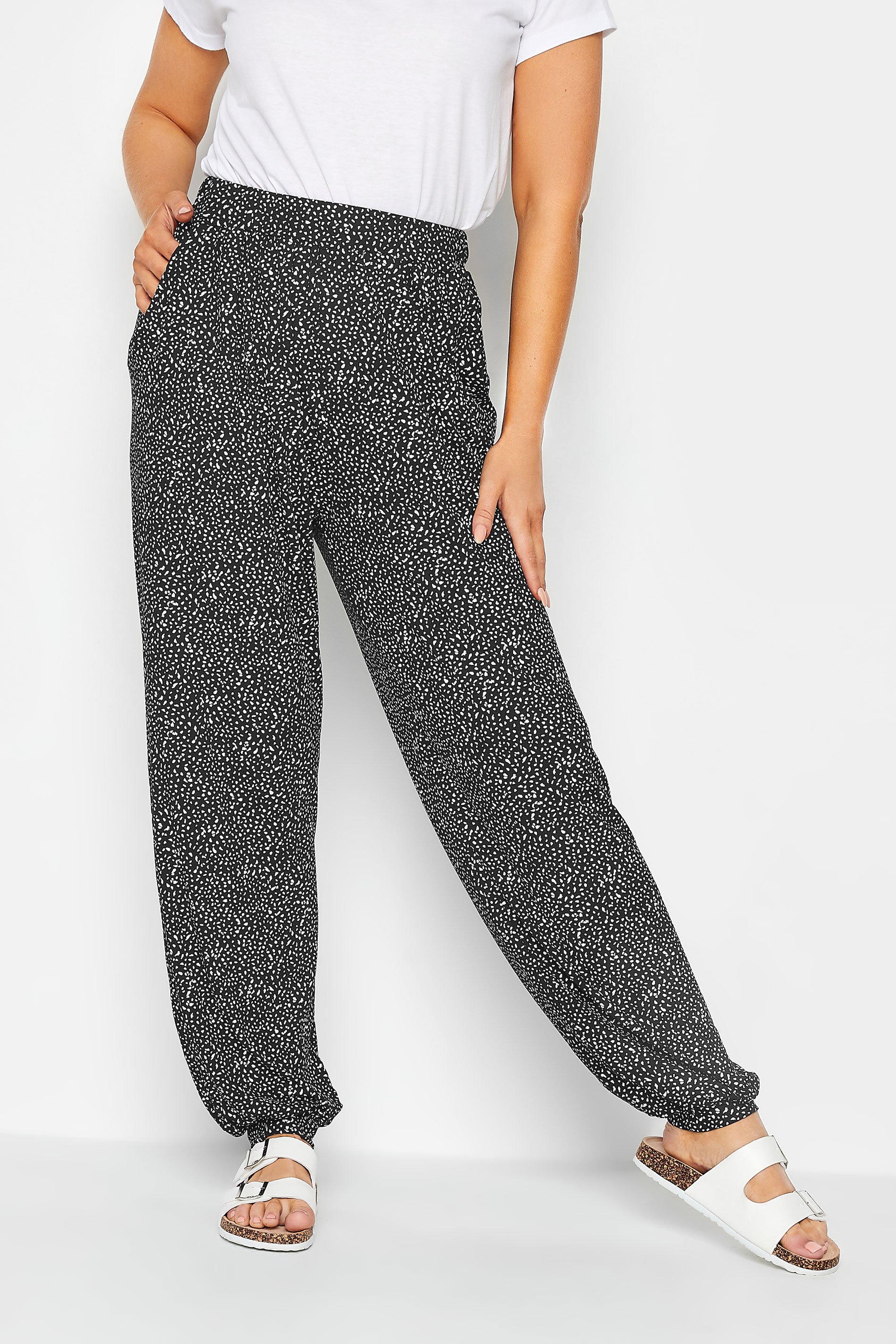 M&Co Black Spot Print Harem Trousers | M&Co