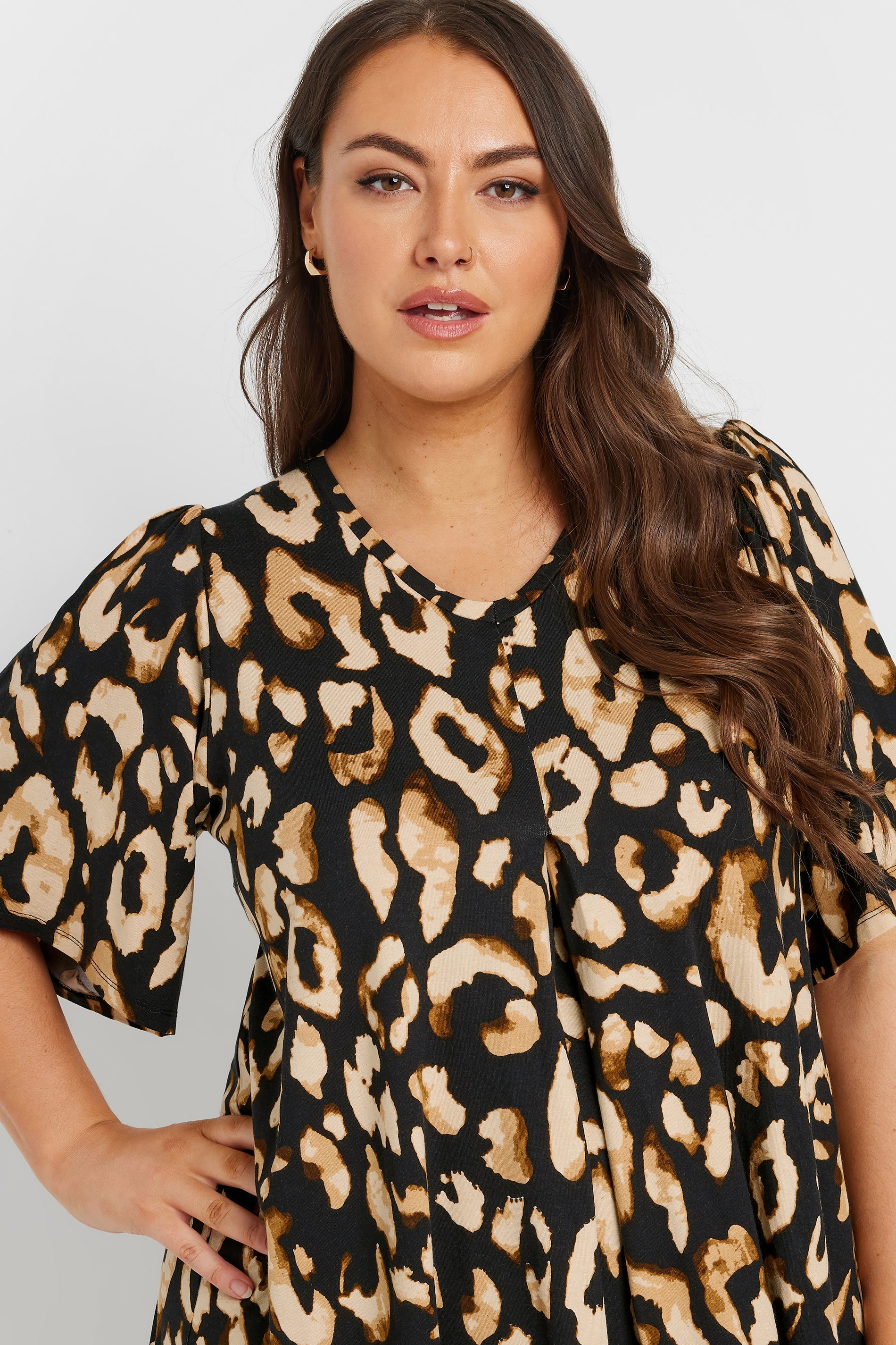 YOURS Plus Size Black Leopard Print Swing Top | Yours Clothing  4